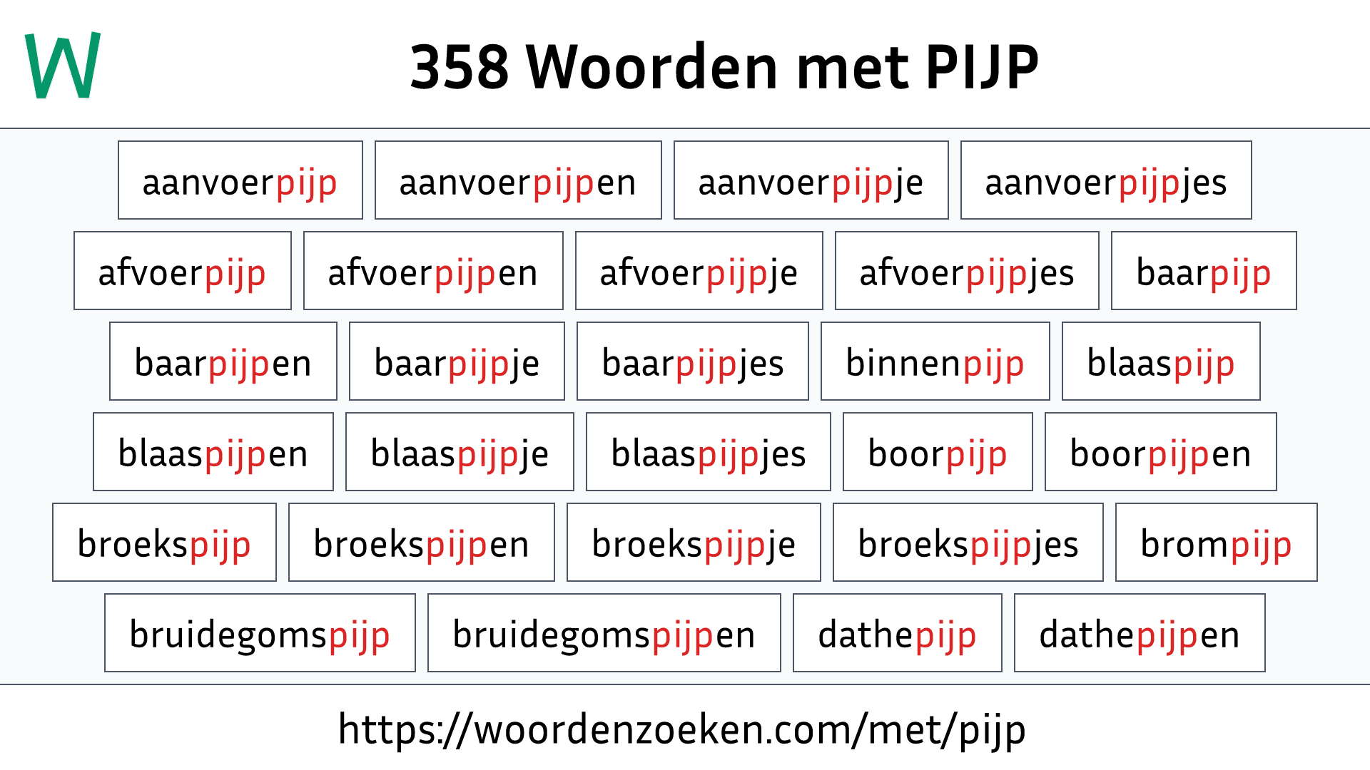 Woorden met PIJP