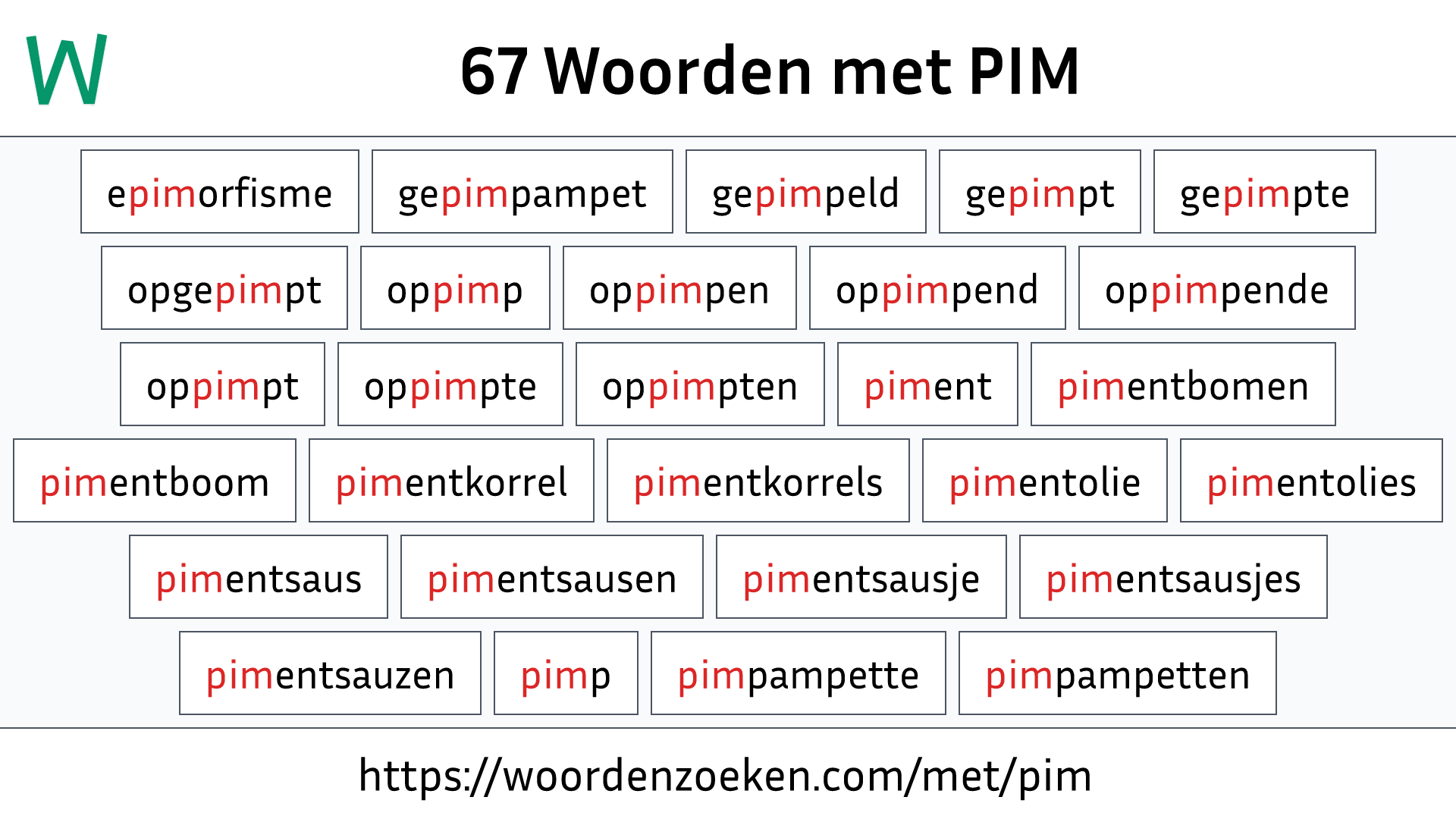 Woorden met PIM