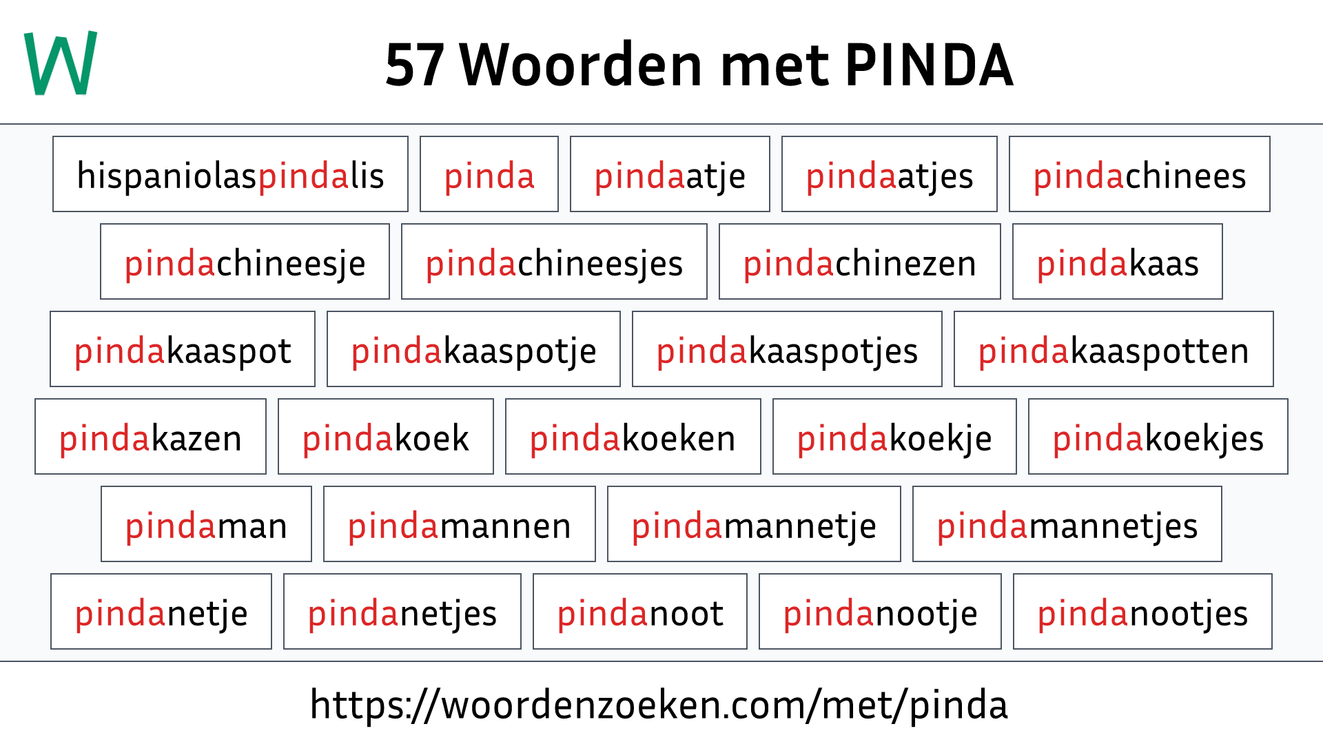 Woorden met PINDA