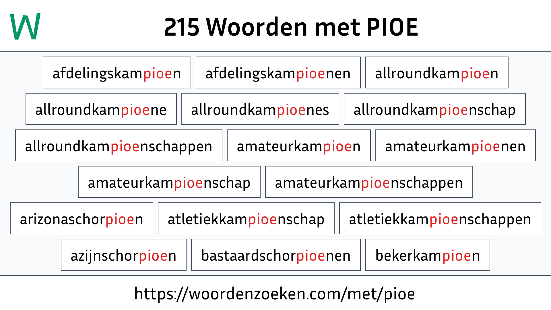 Woorden met PIOE