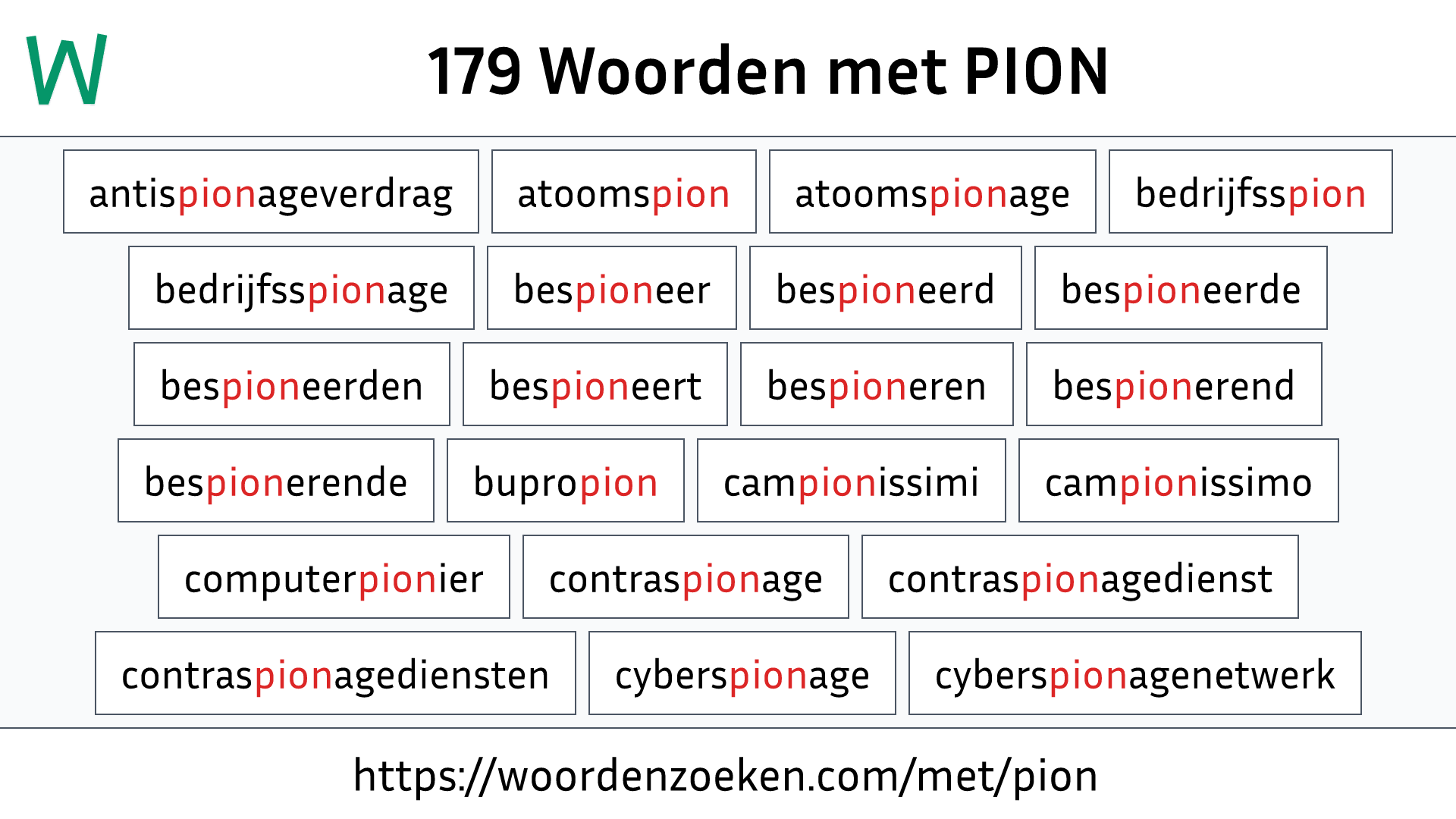 Woorden met PION