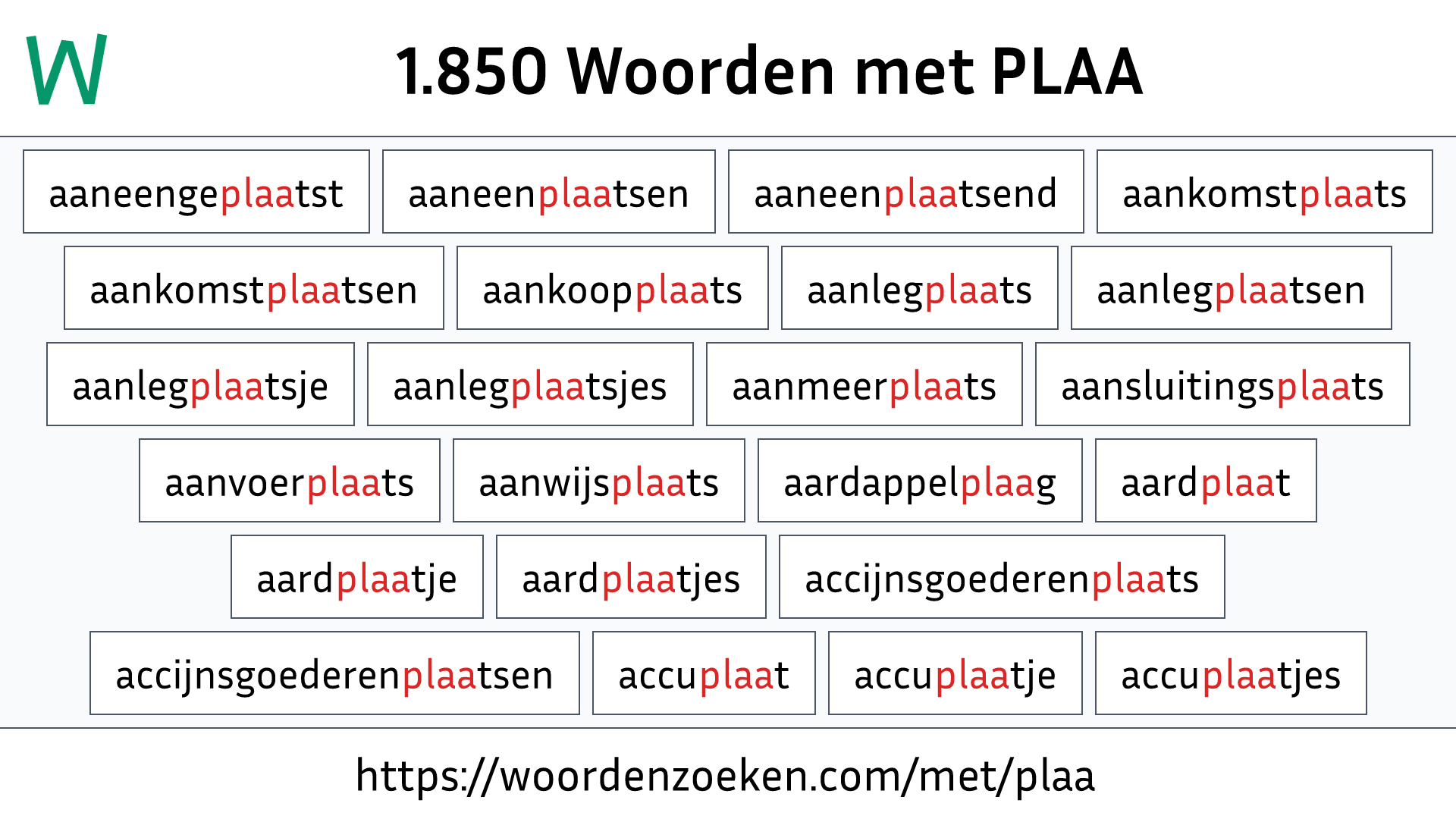 Woorden met PLAA