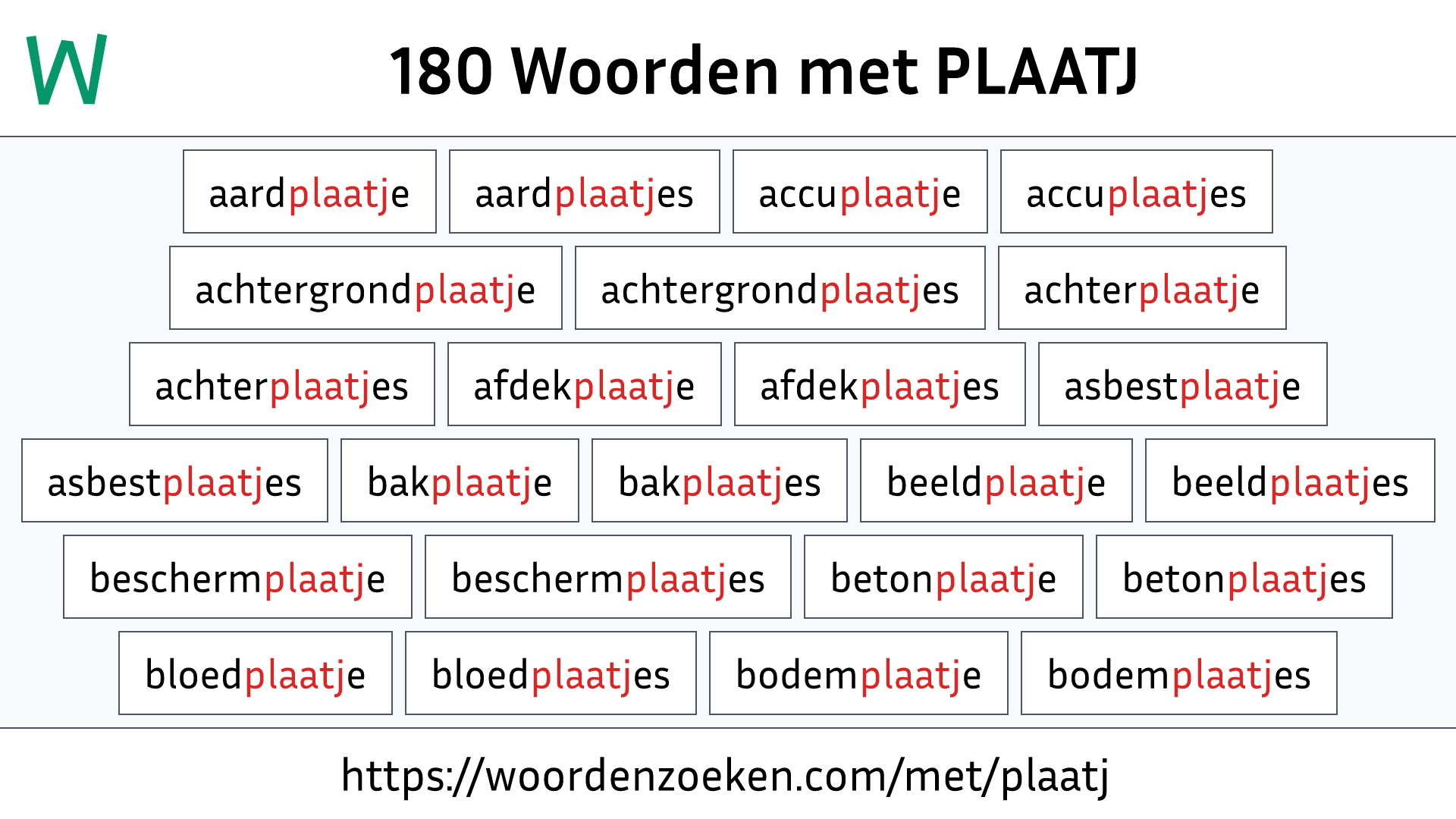 Woorden met PLAATJ