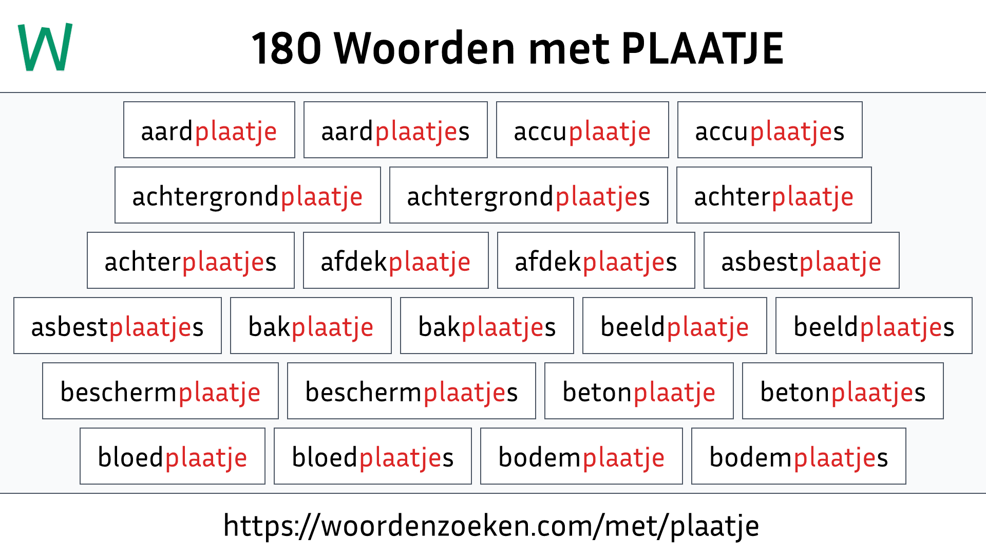 Woorden met PLAATJE