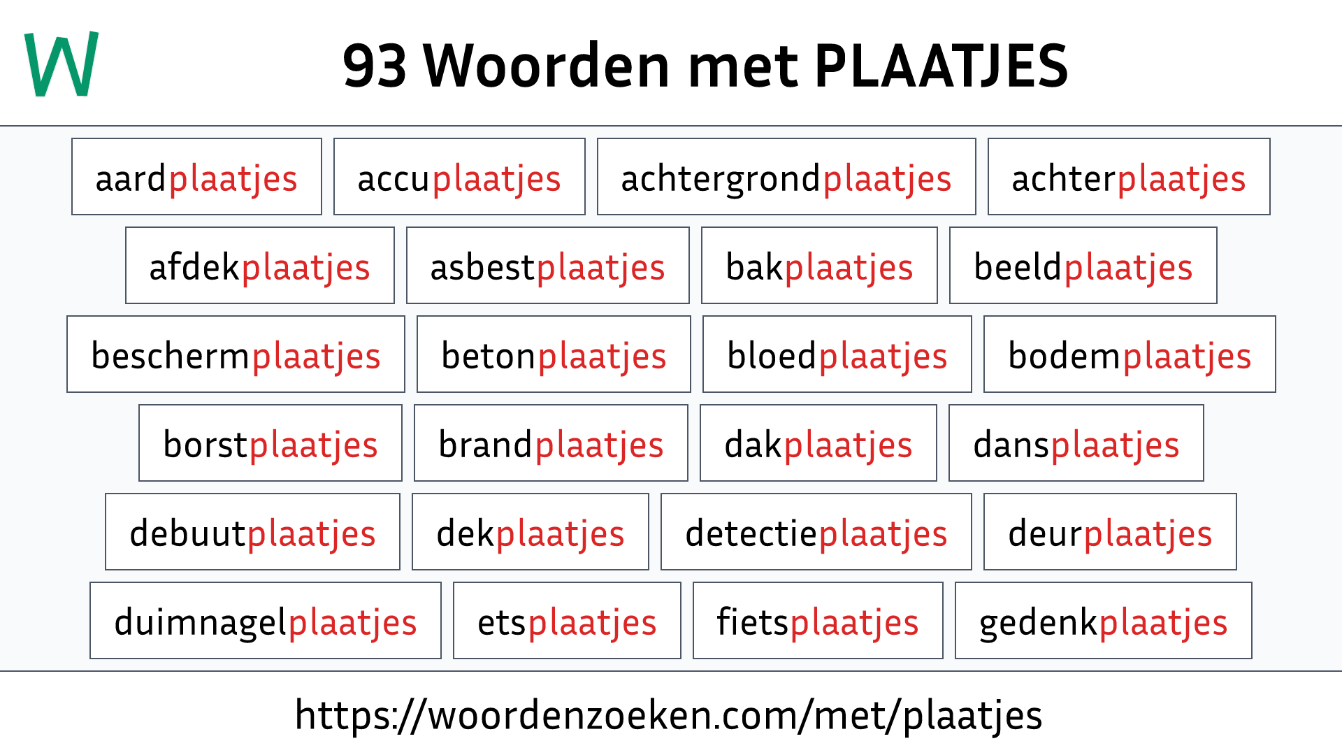 Woorden met PLAATJES