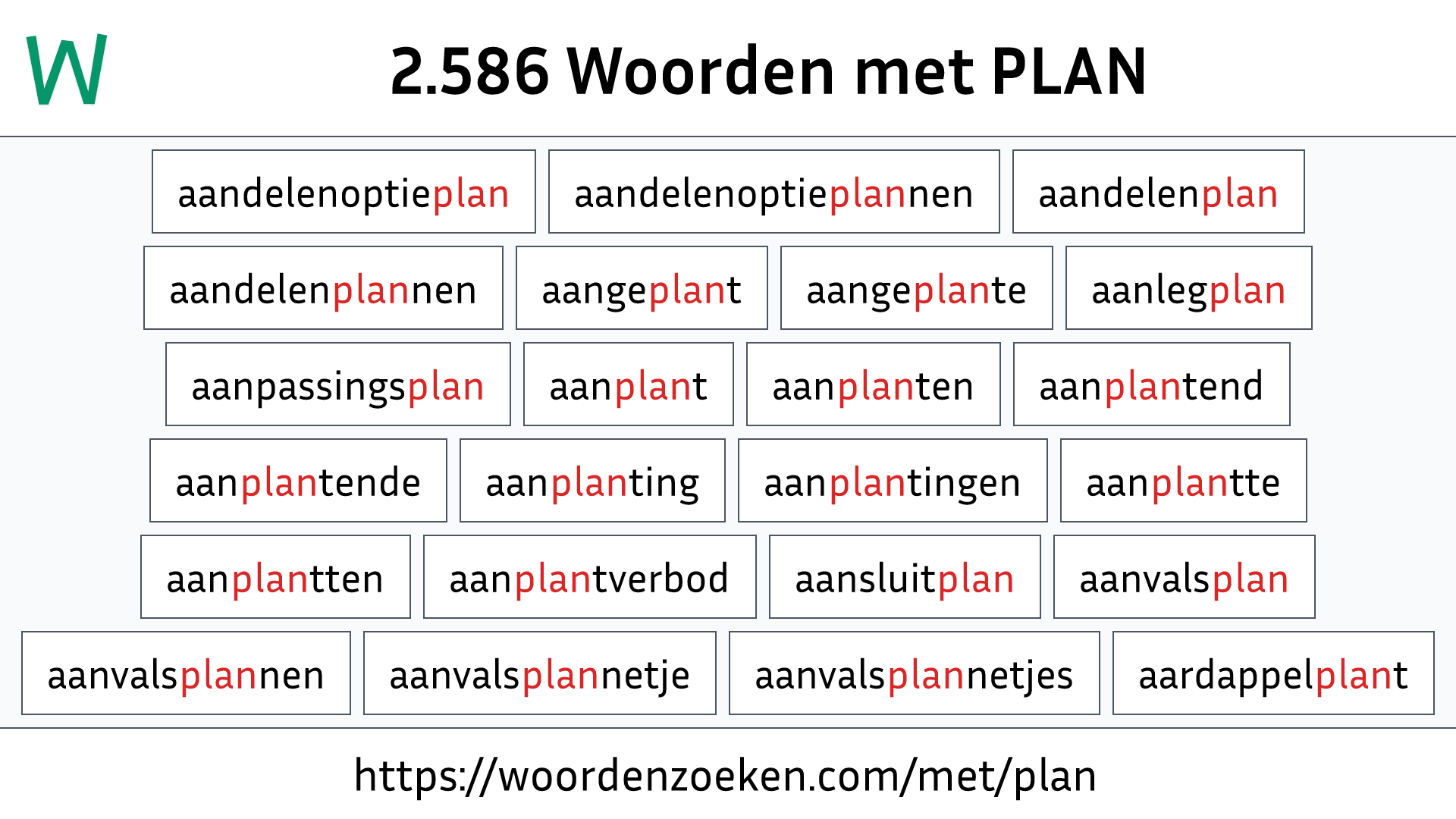 Woorden met PLAN