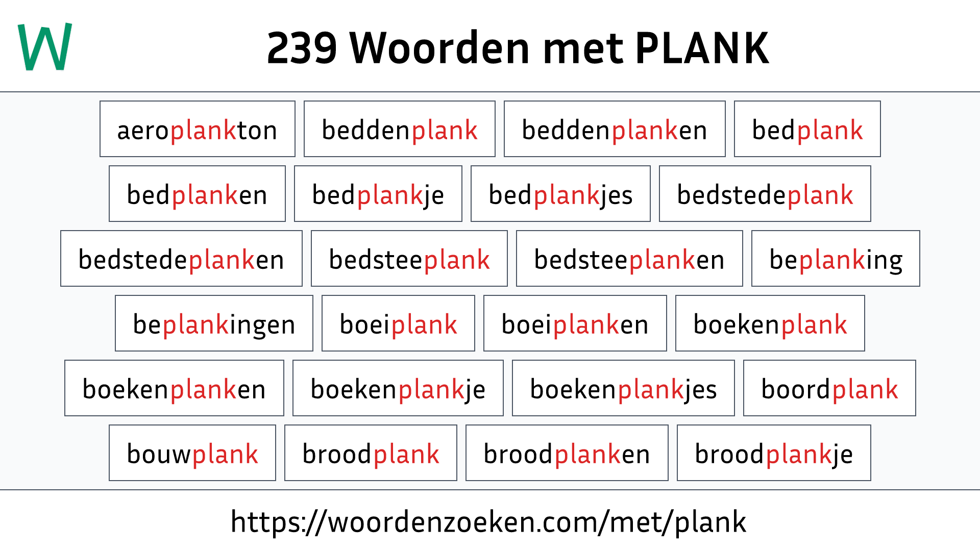 Woorden met PLANK