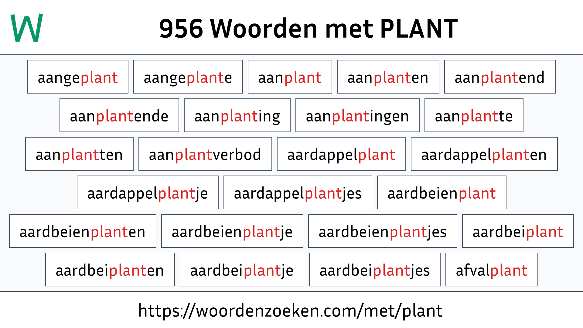 Woorden met PLANT