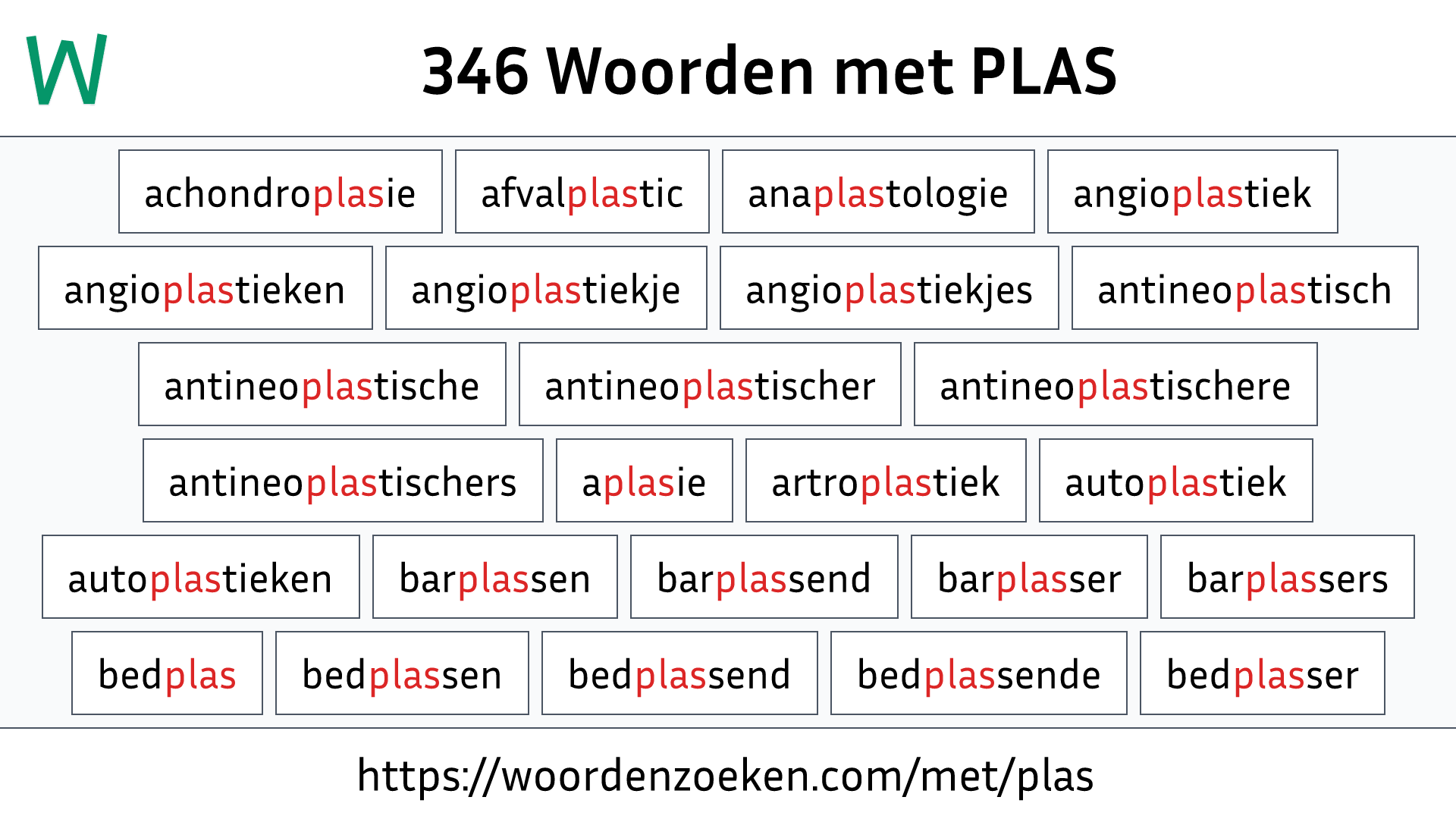 Woorden met PLAS