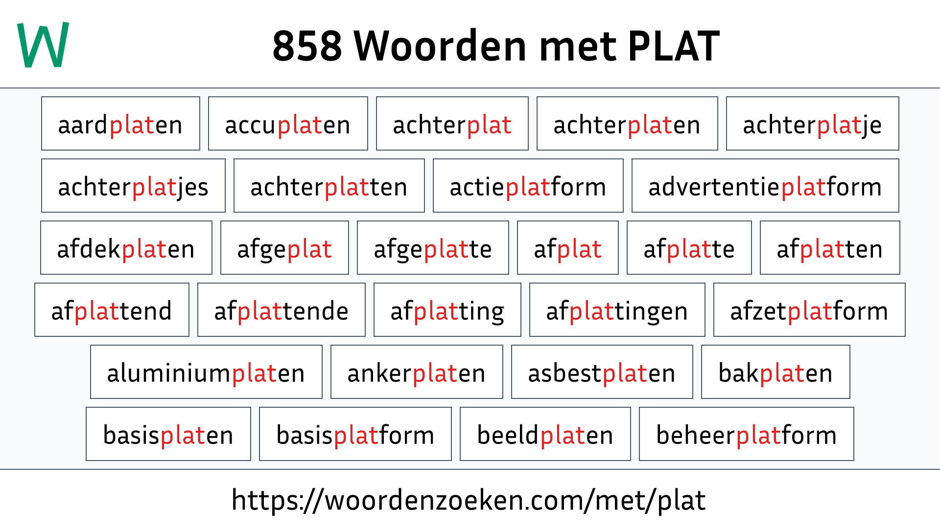 Woorden met PLAT