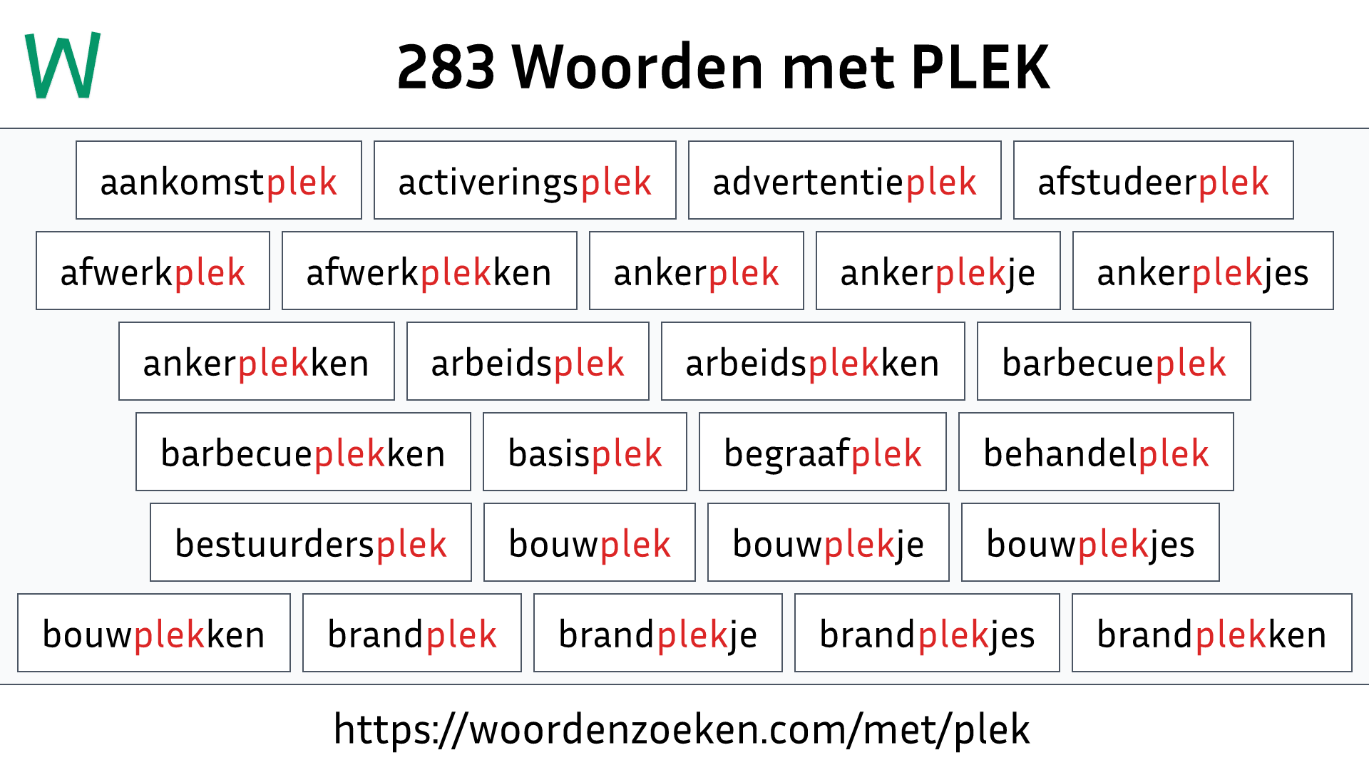 Woorden met PLEK