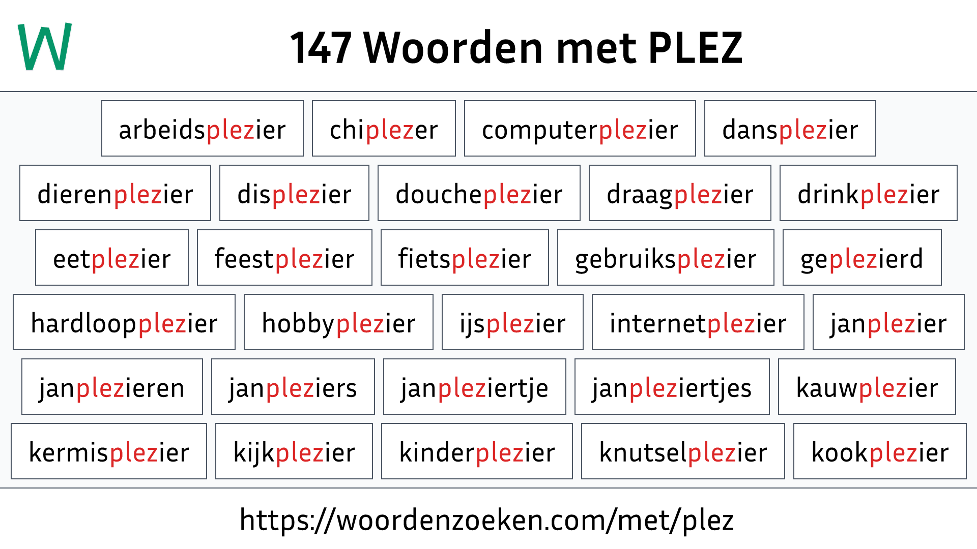 Woorden met PLEZ