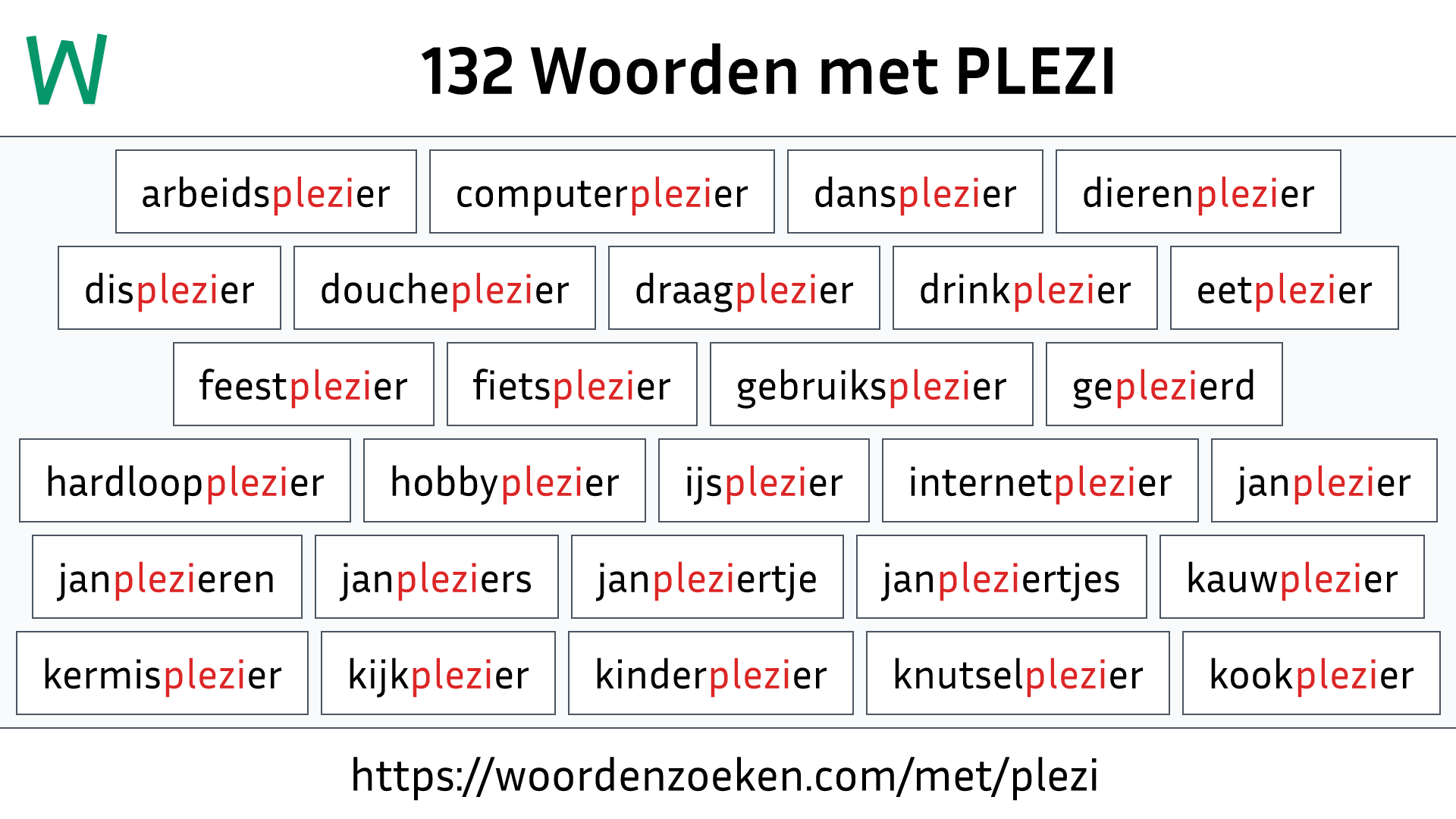 Woorden met PLEZI