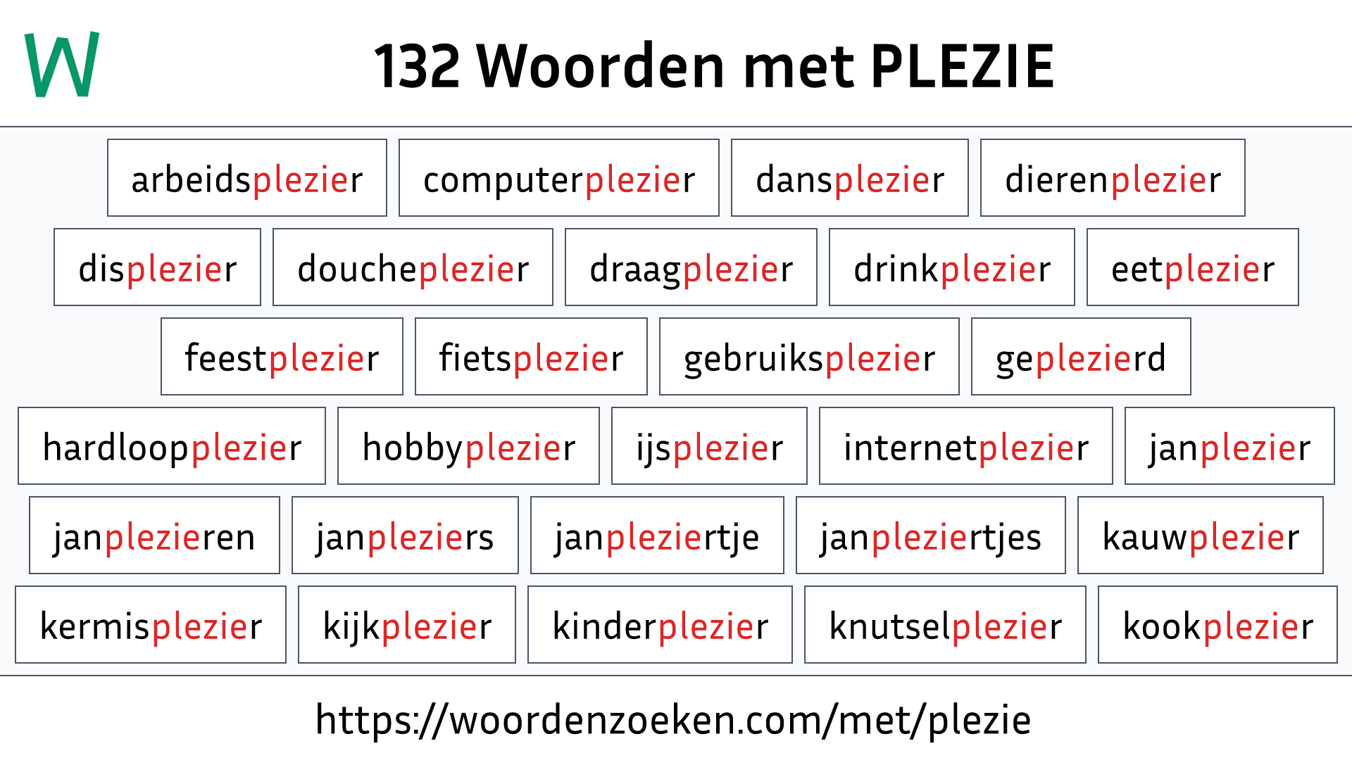 Woorden met PLEZIE