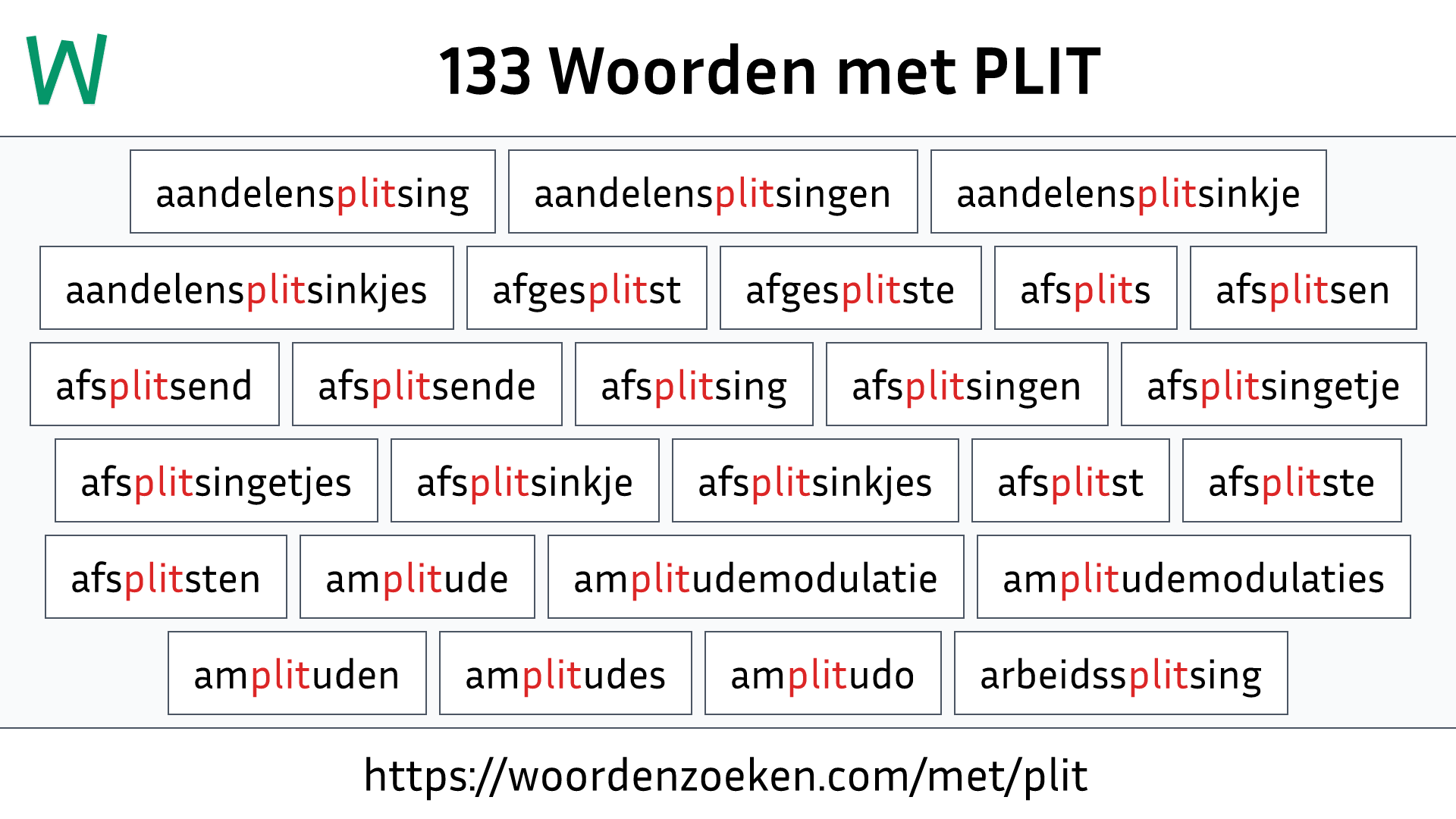 Woorden met PLIT