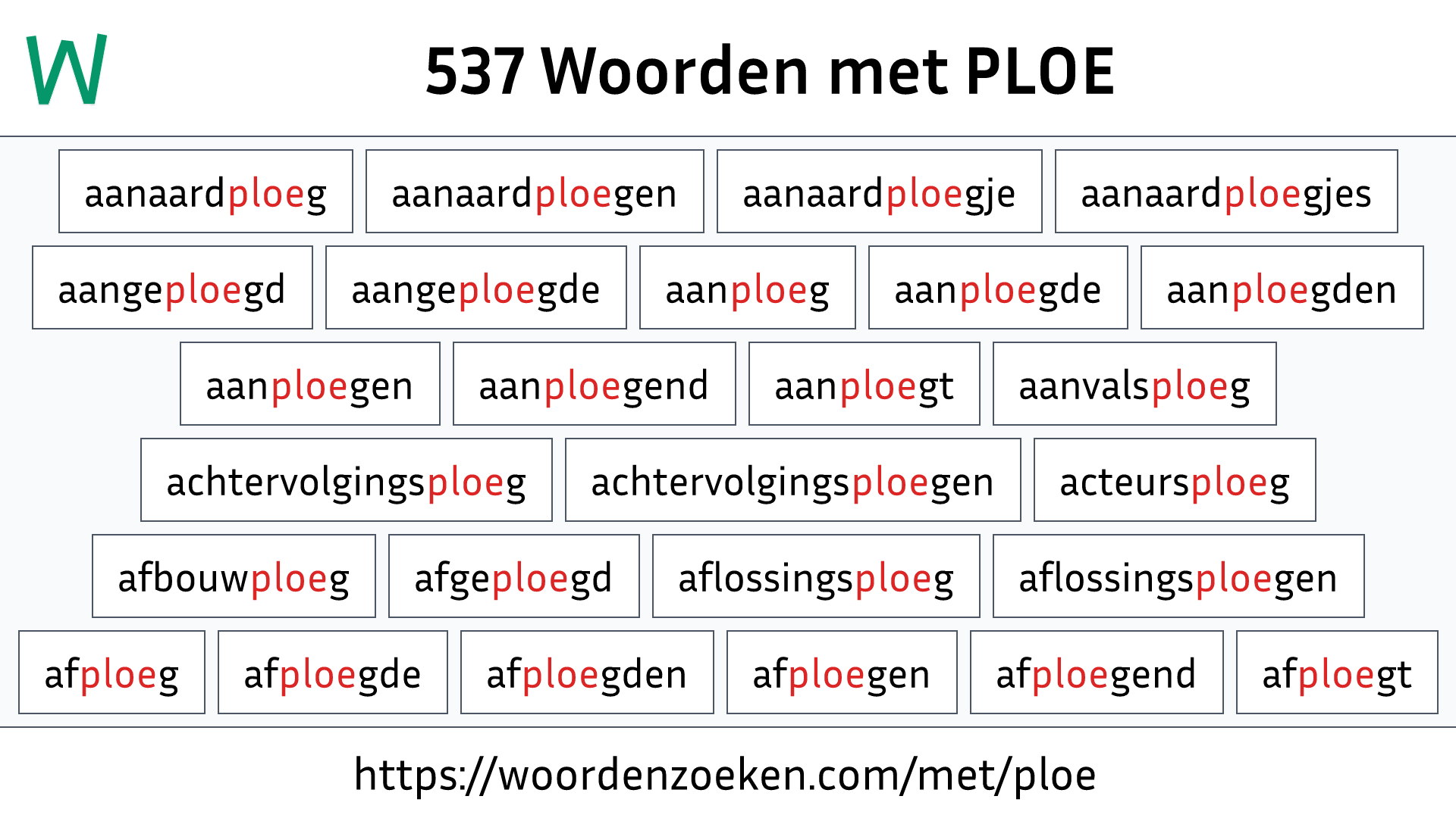 Woorden met PLOE