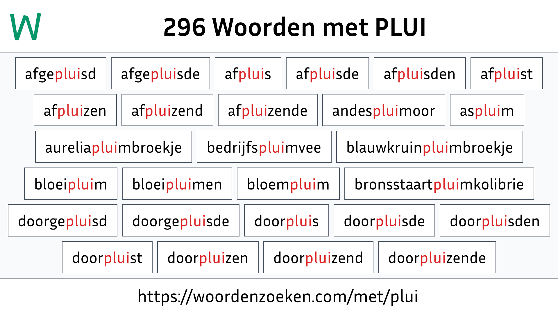 Woorden met PLUI