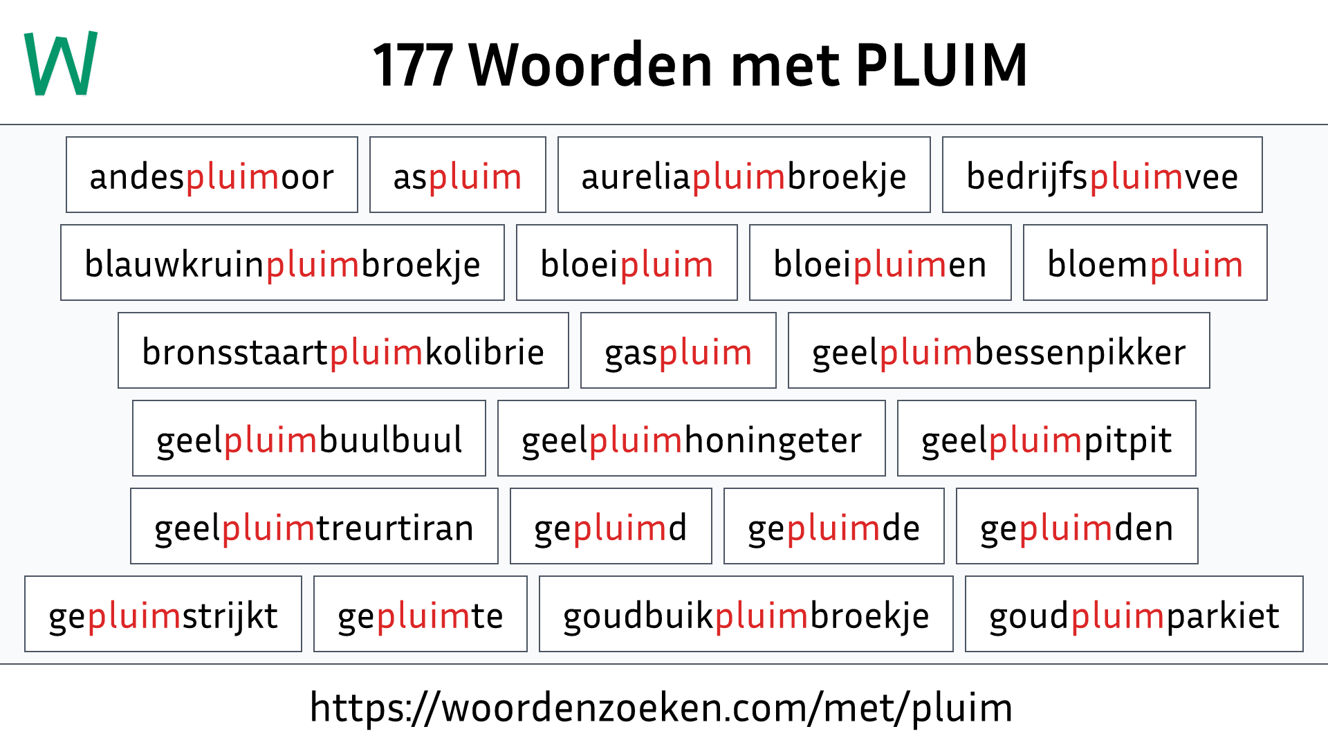 Woorden met PLUIM