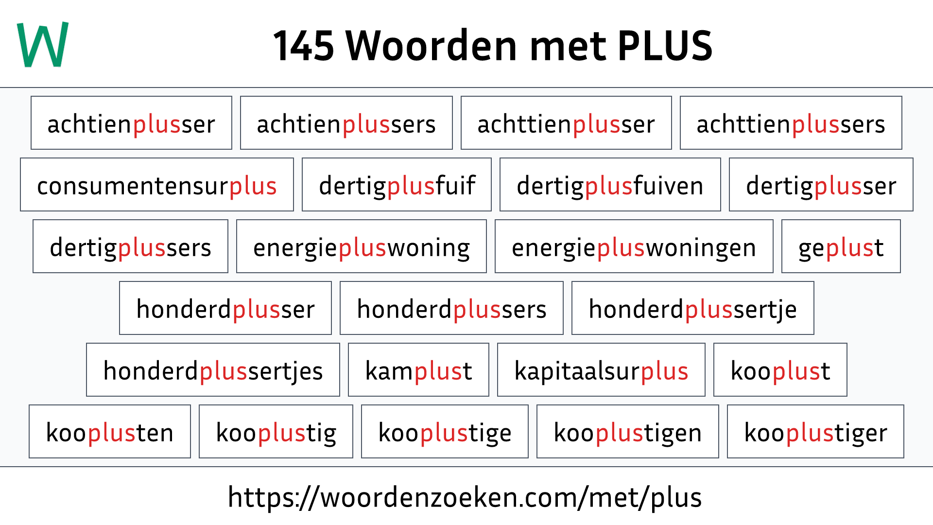 Woorden met PLUS