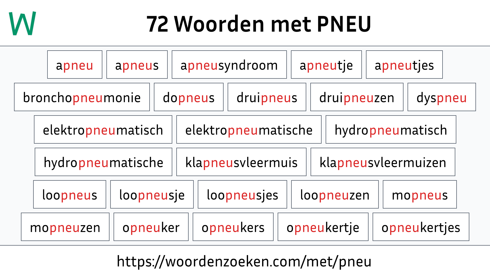 Woorden met PNEU