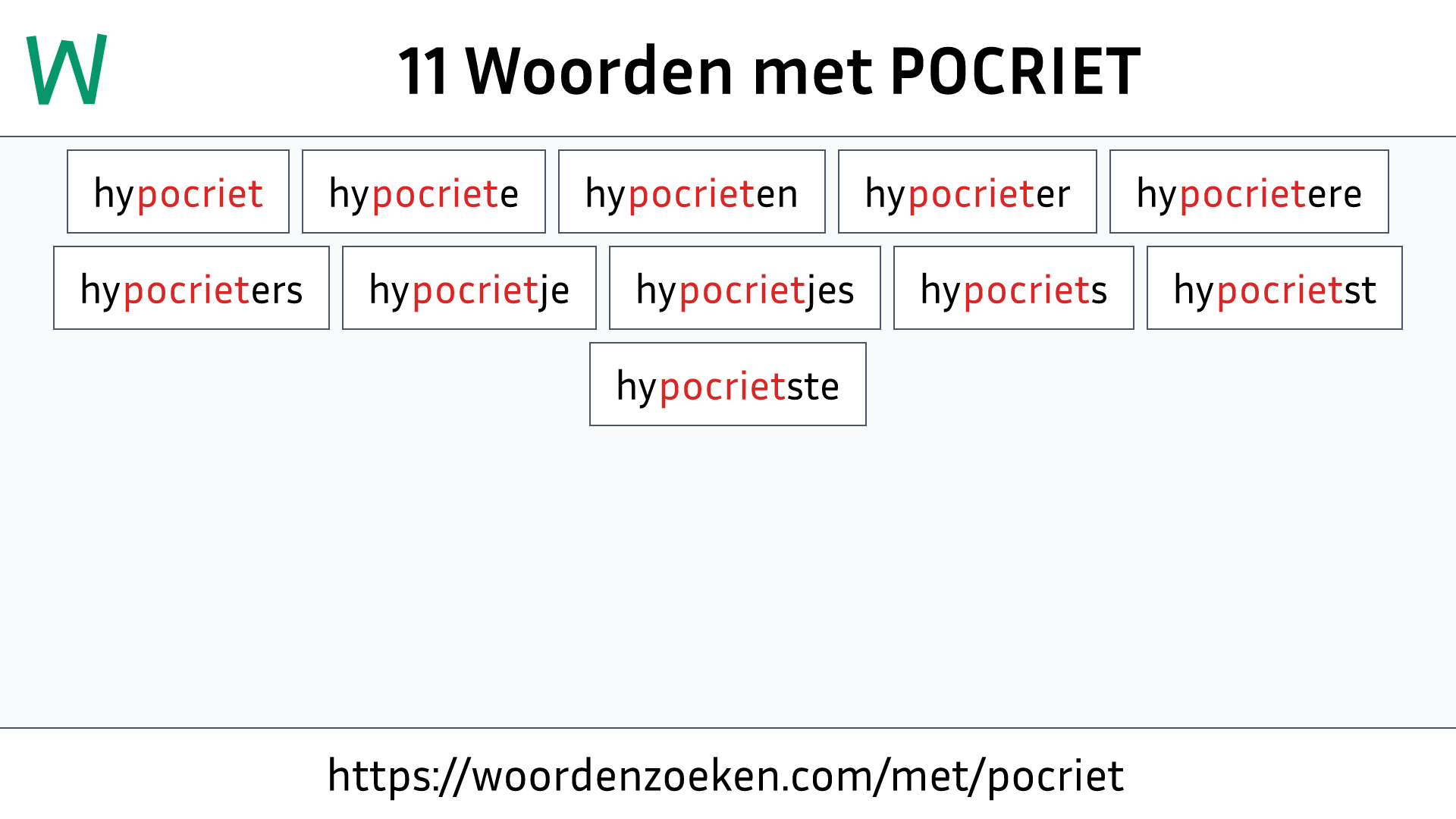 Woorden met POCRIET