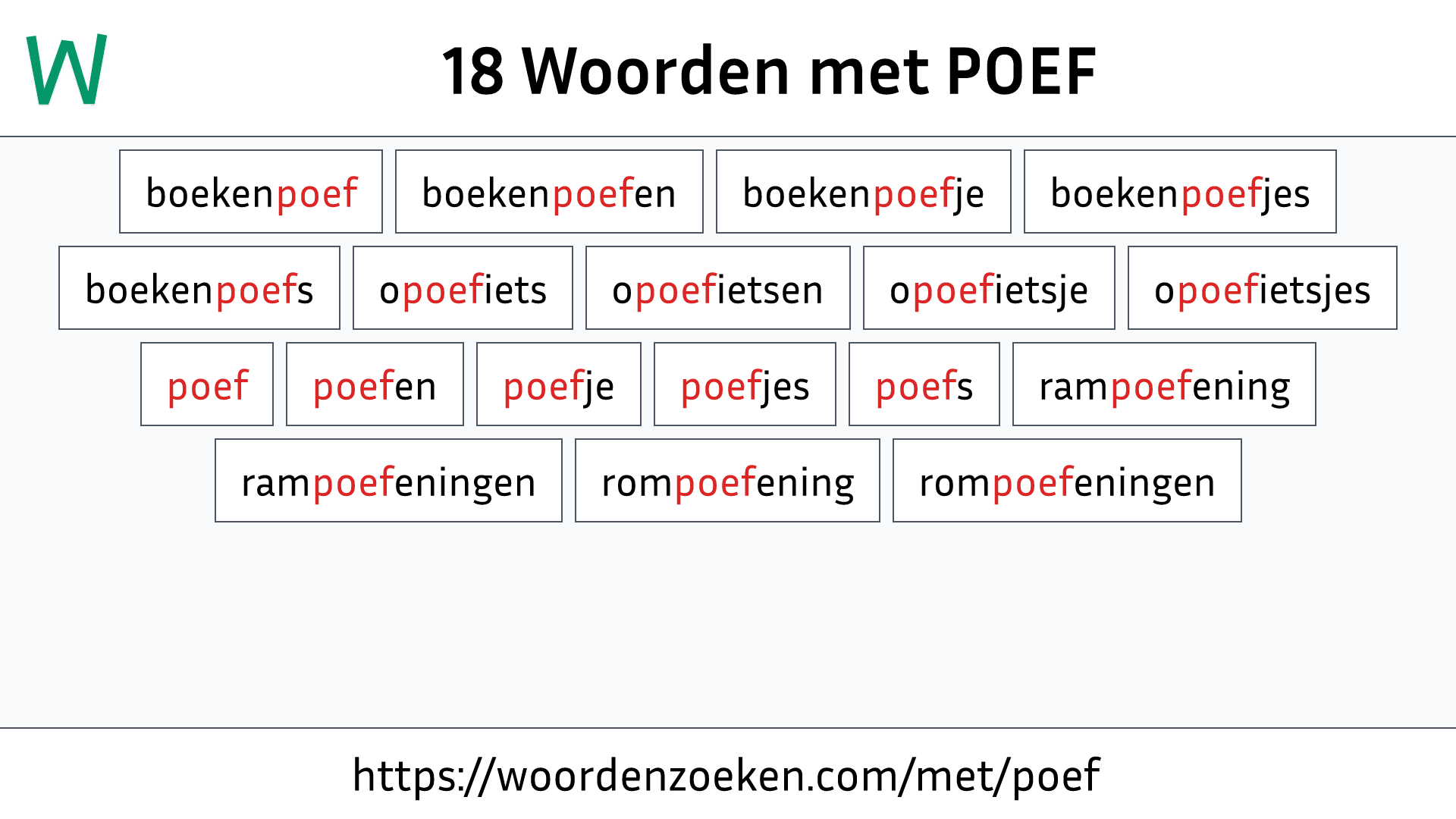 Woorden met POEF