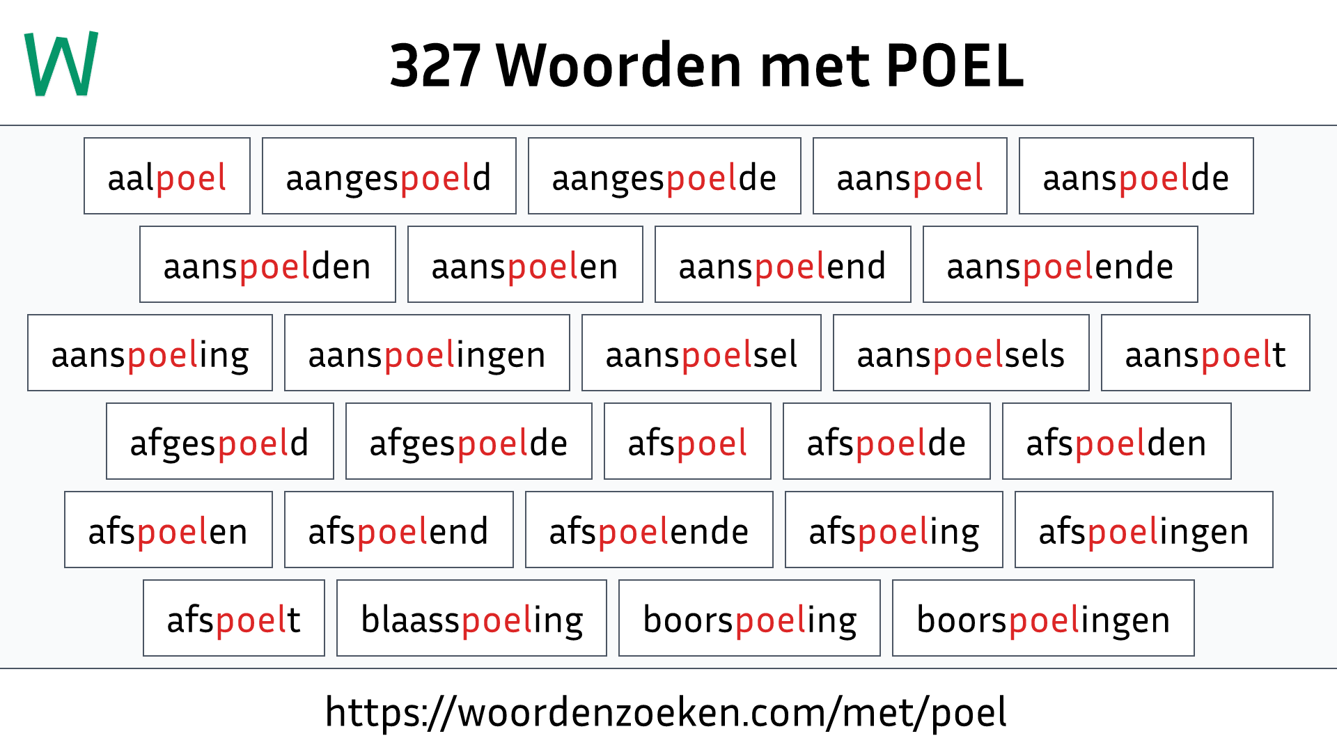 Woorden met POEL