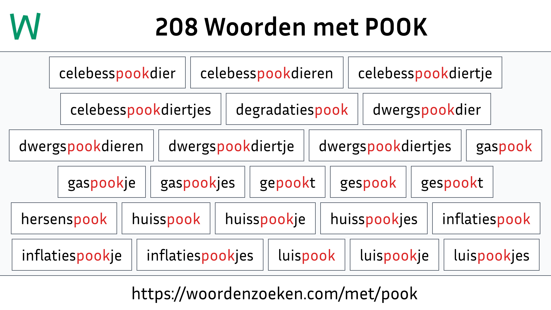 Woorden met POOK