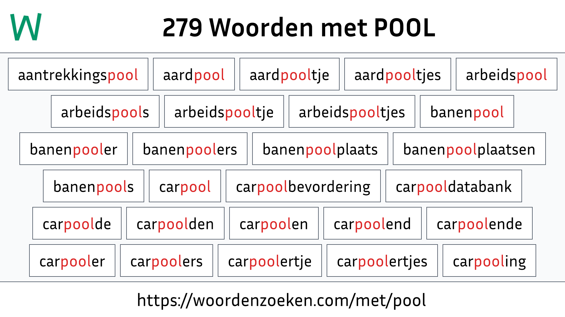 Woorden met POOL