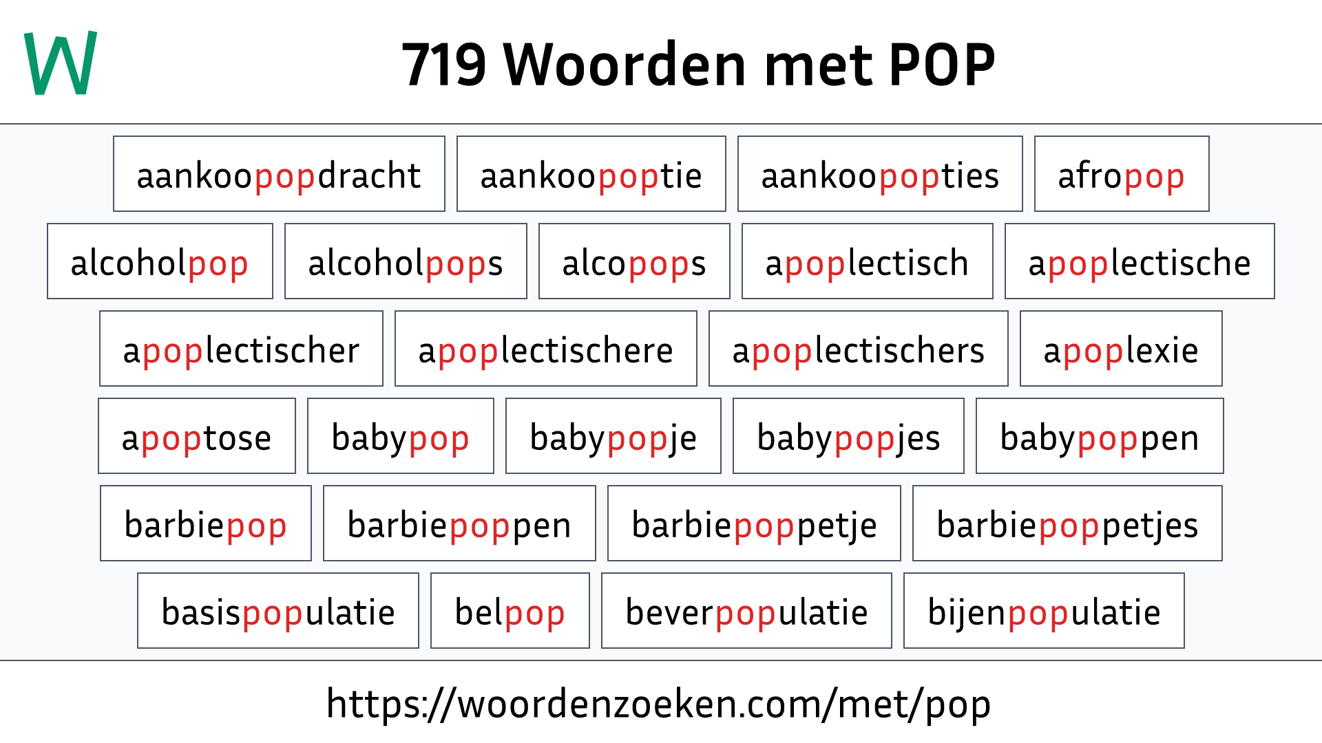 Woorden met POP