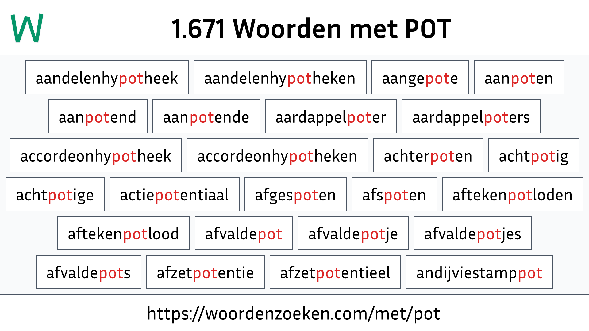 Woorden met POT