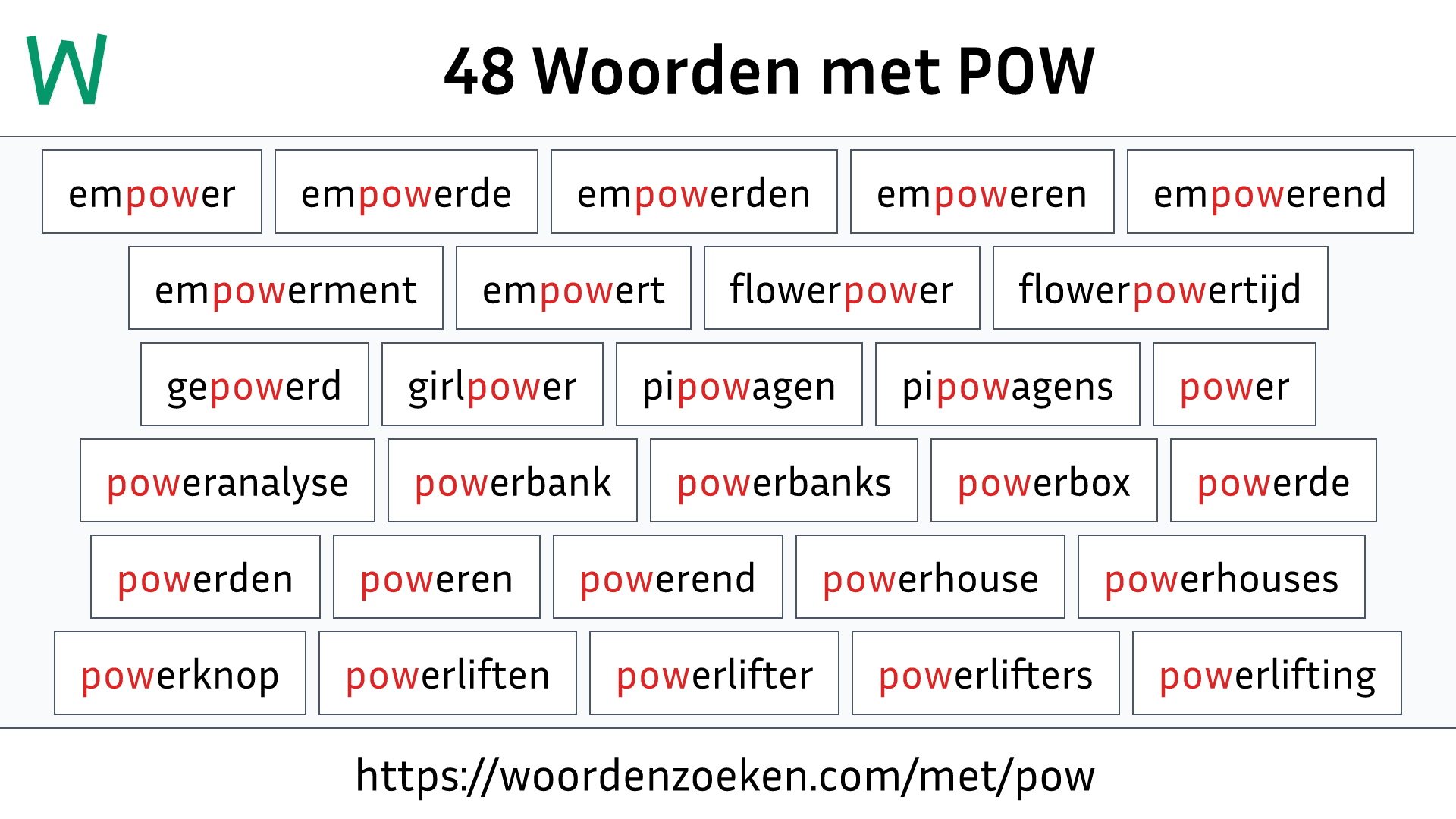 Woorden met POW