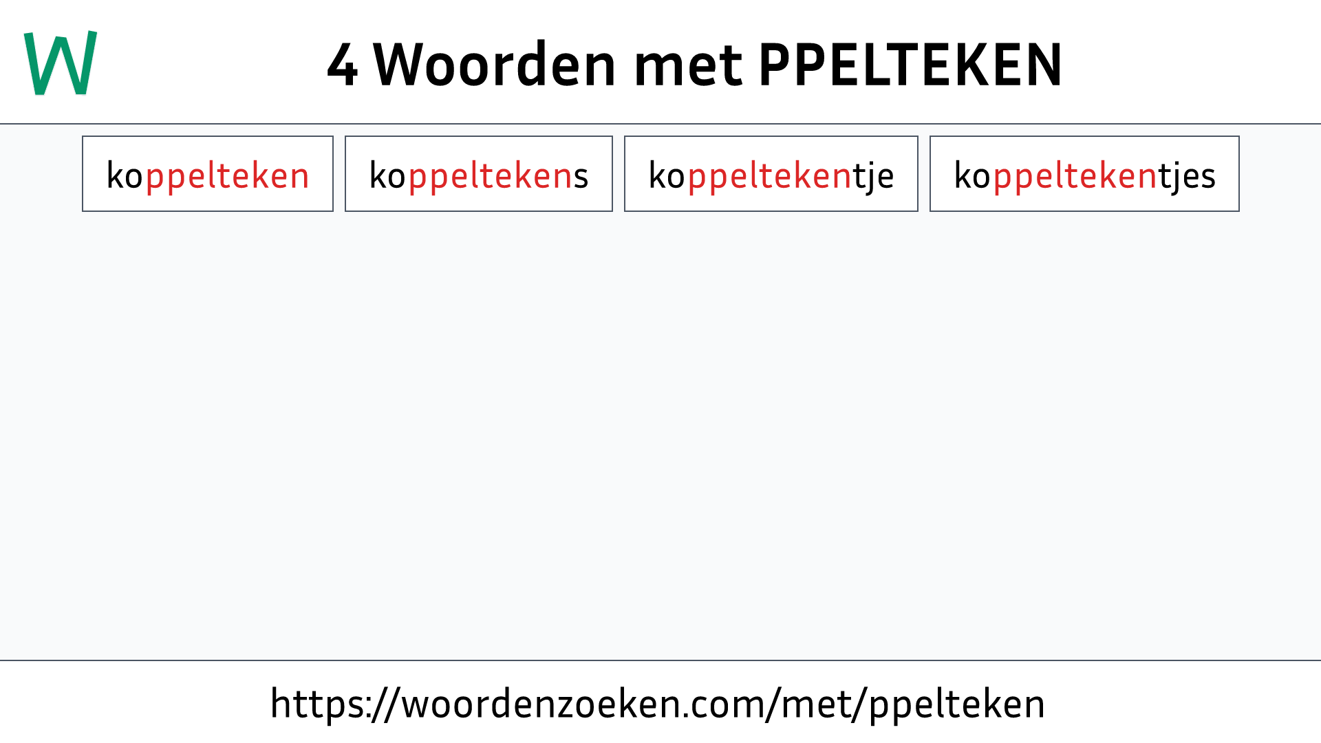 Woorden met PPELTEKEN