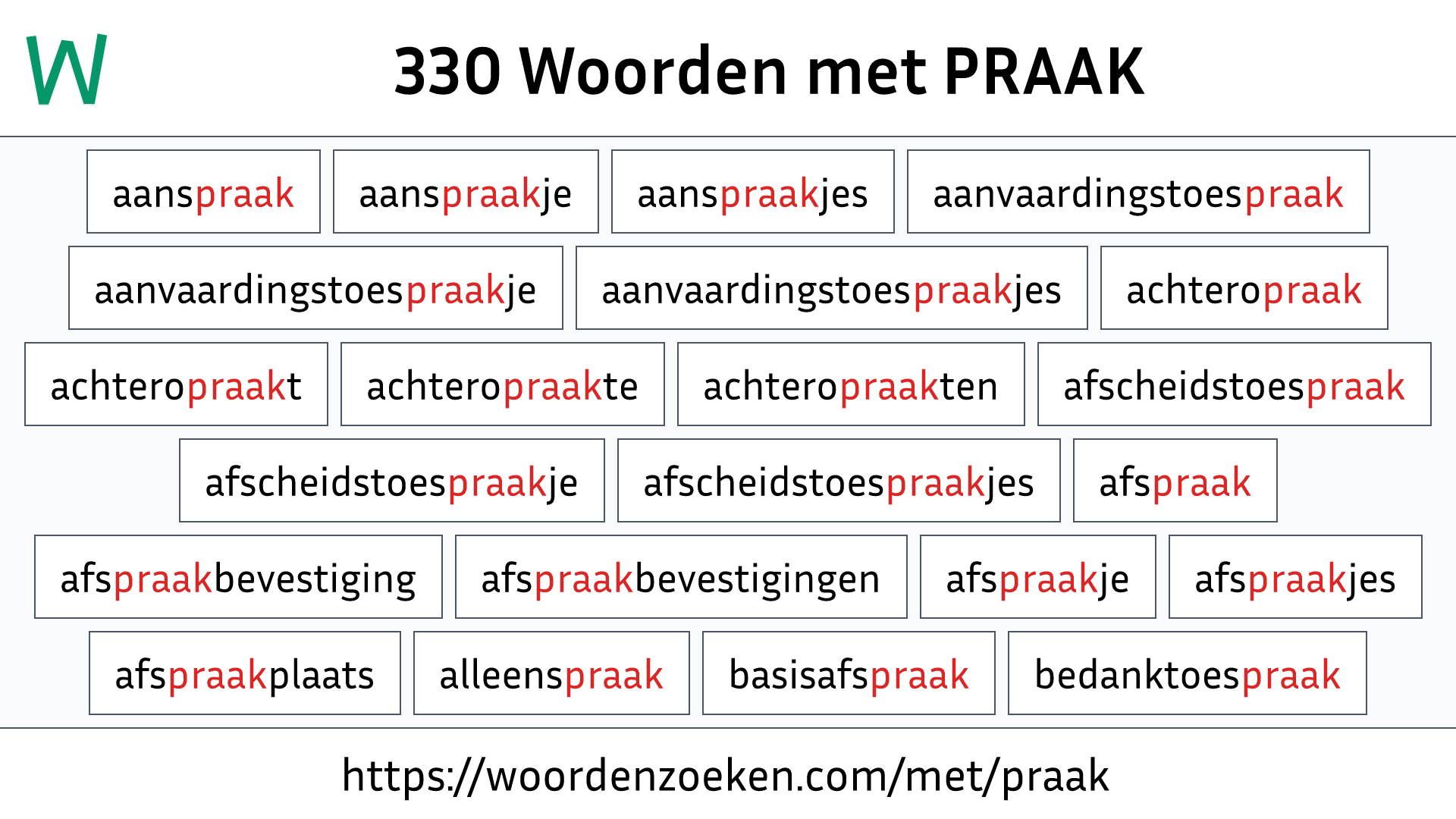Woorden met PRAAK
