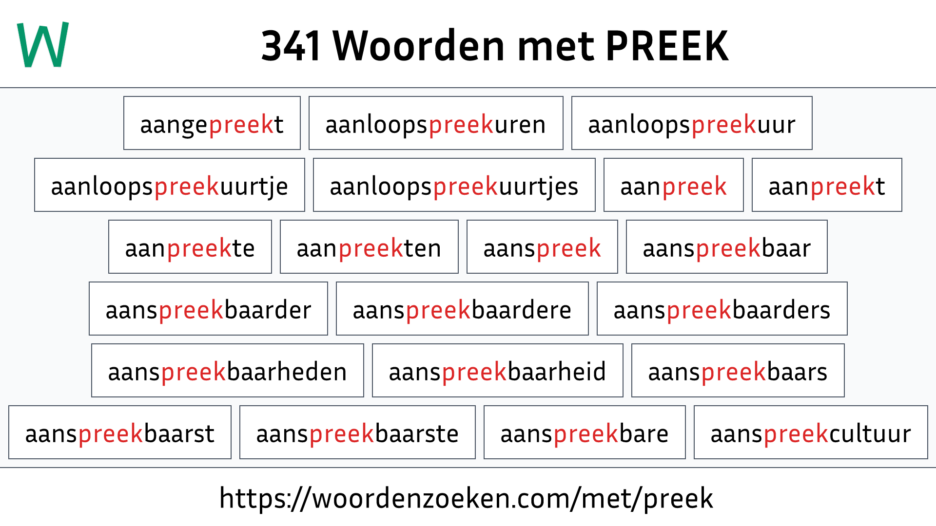 Woorden met PREEK