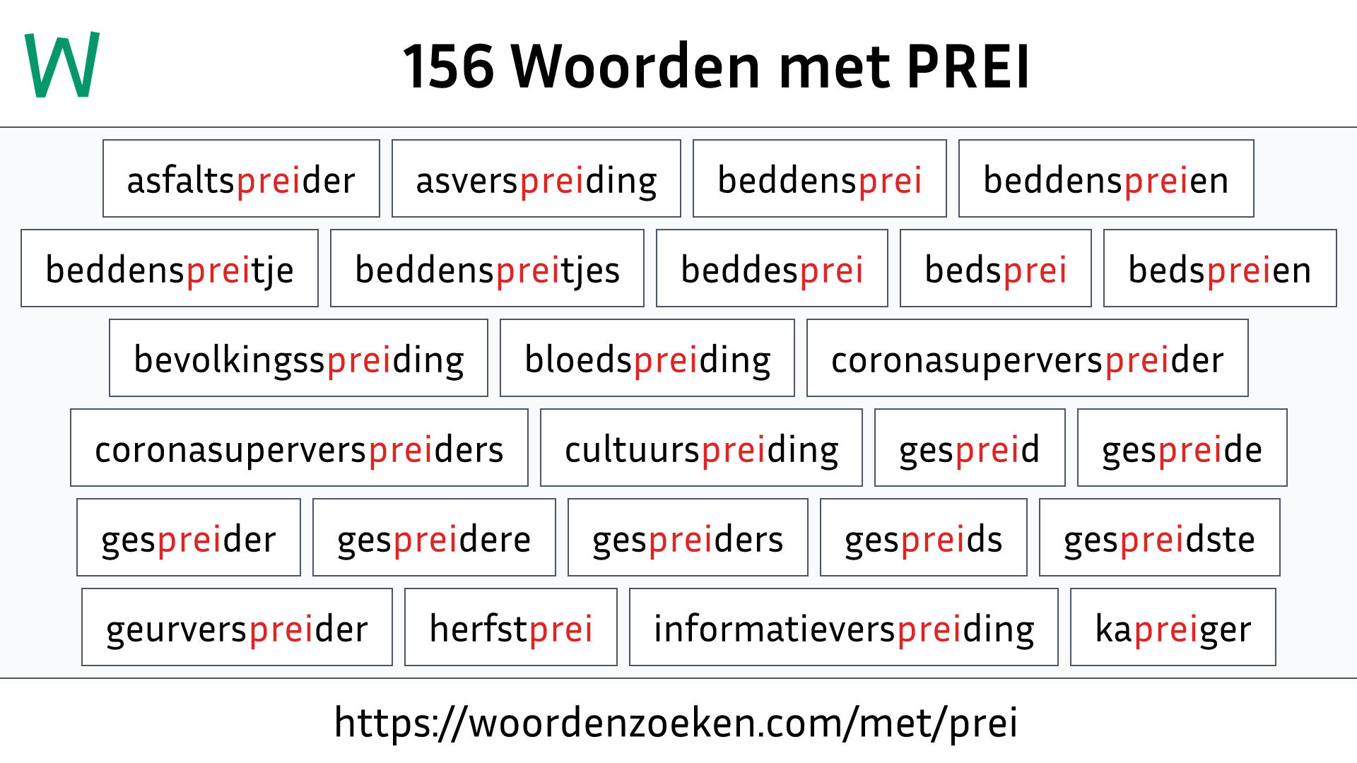 Woorden met PREI