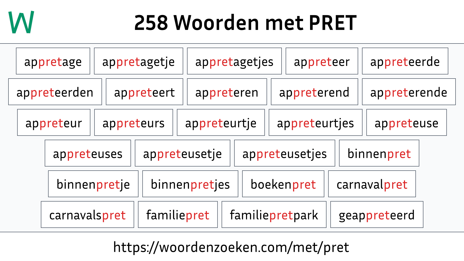 Woorden met PRET