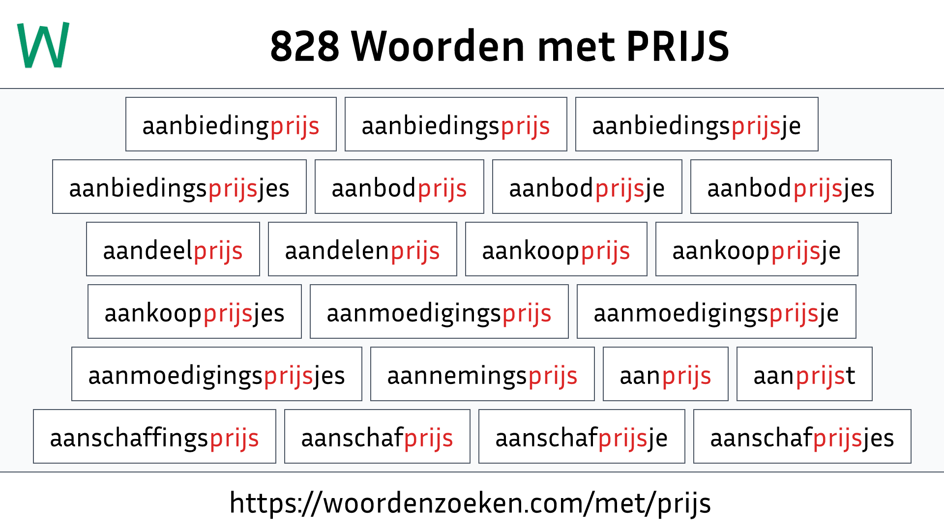 Woorden met PRIJS