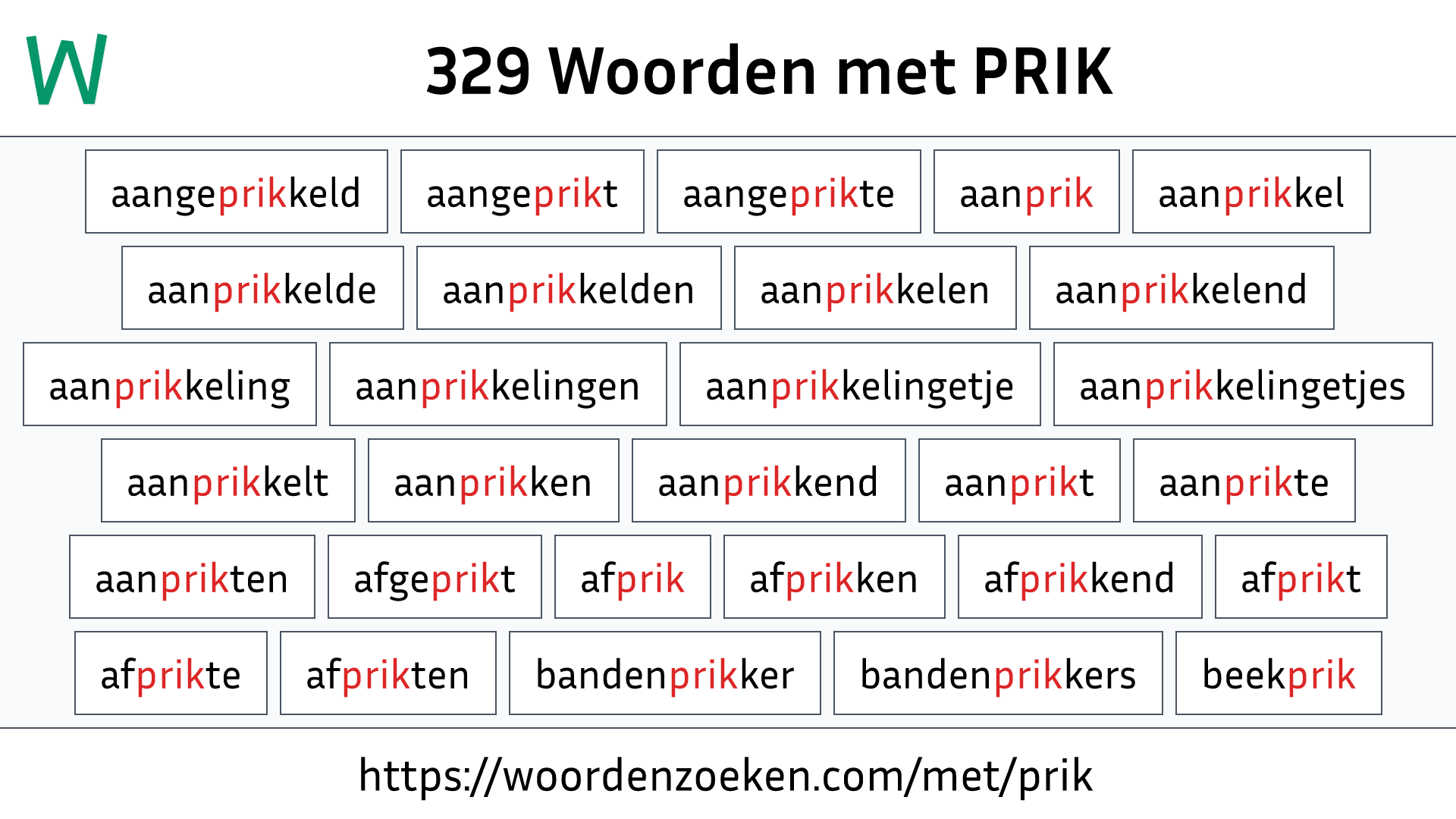 Woorden met PRIK