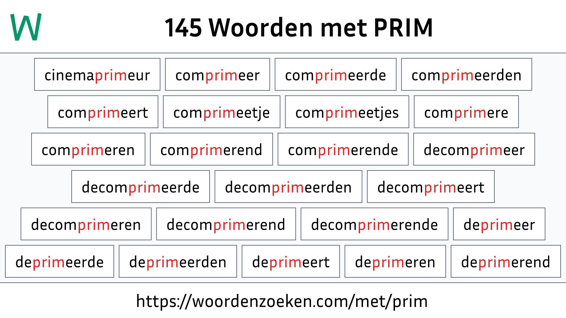 Woorden met PRIM