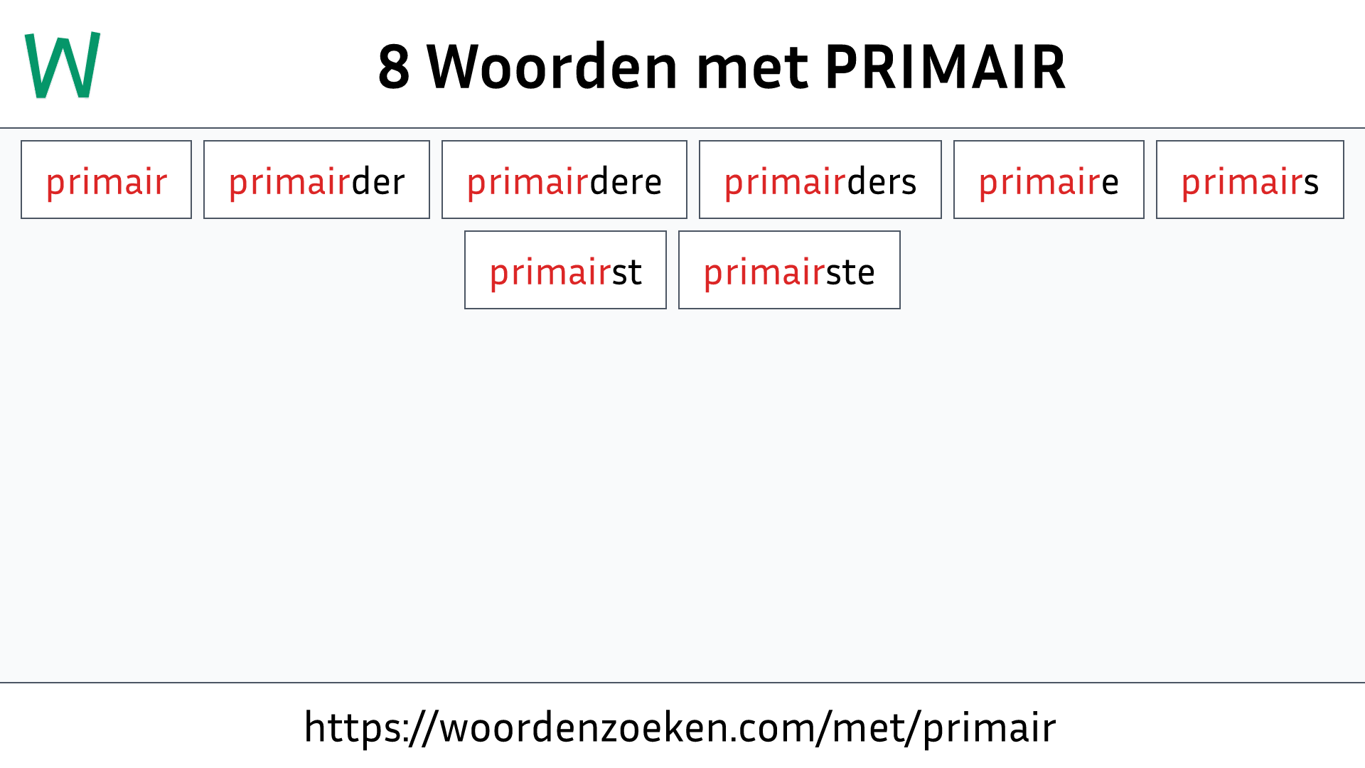 Woorden met PRIMAIR