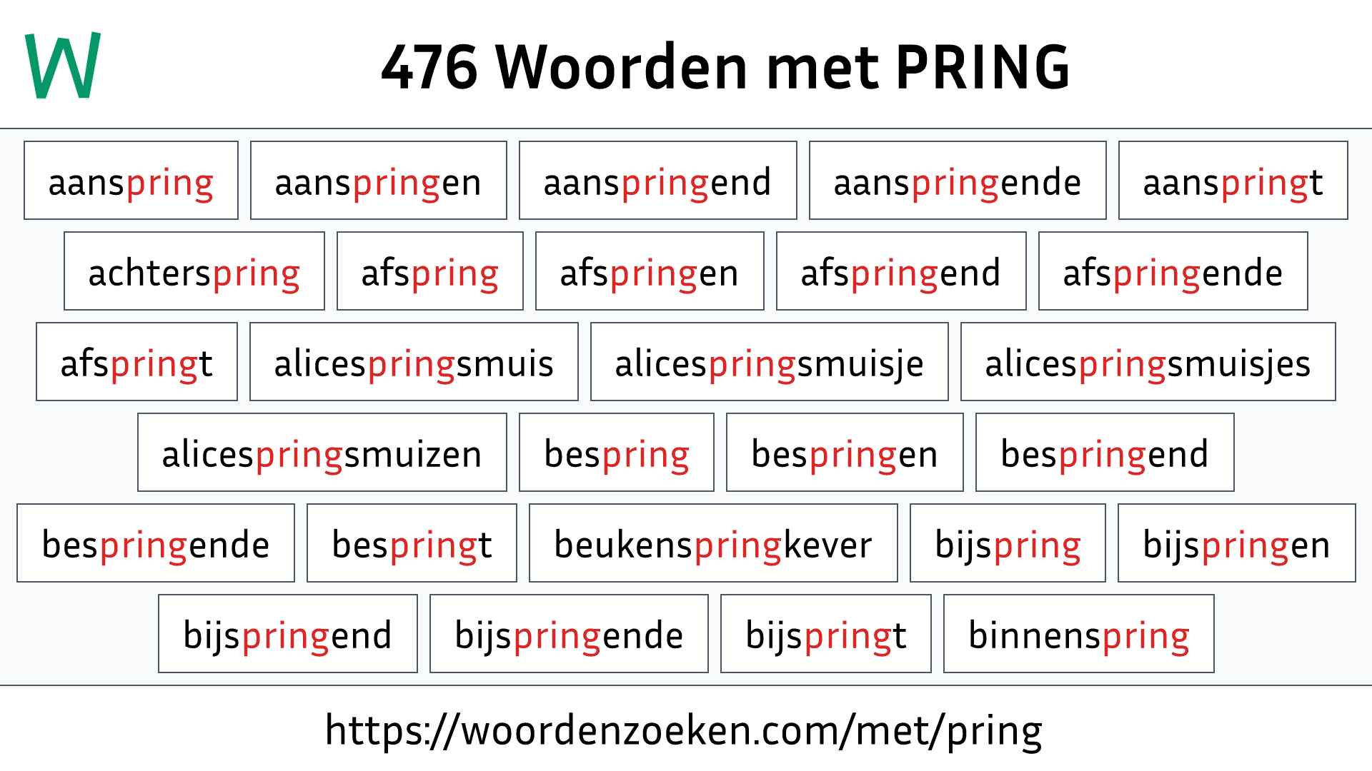 Woorden met PRING