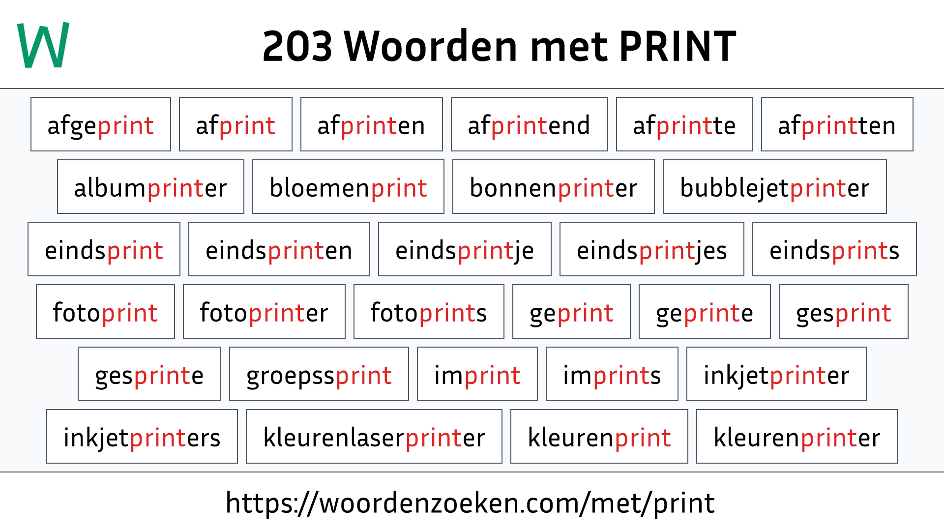 Woorden met PRINT