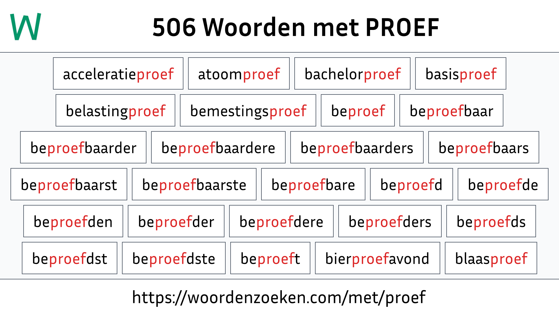 Woorden met PROEF