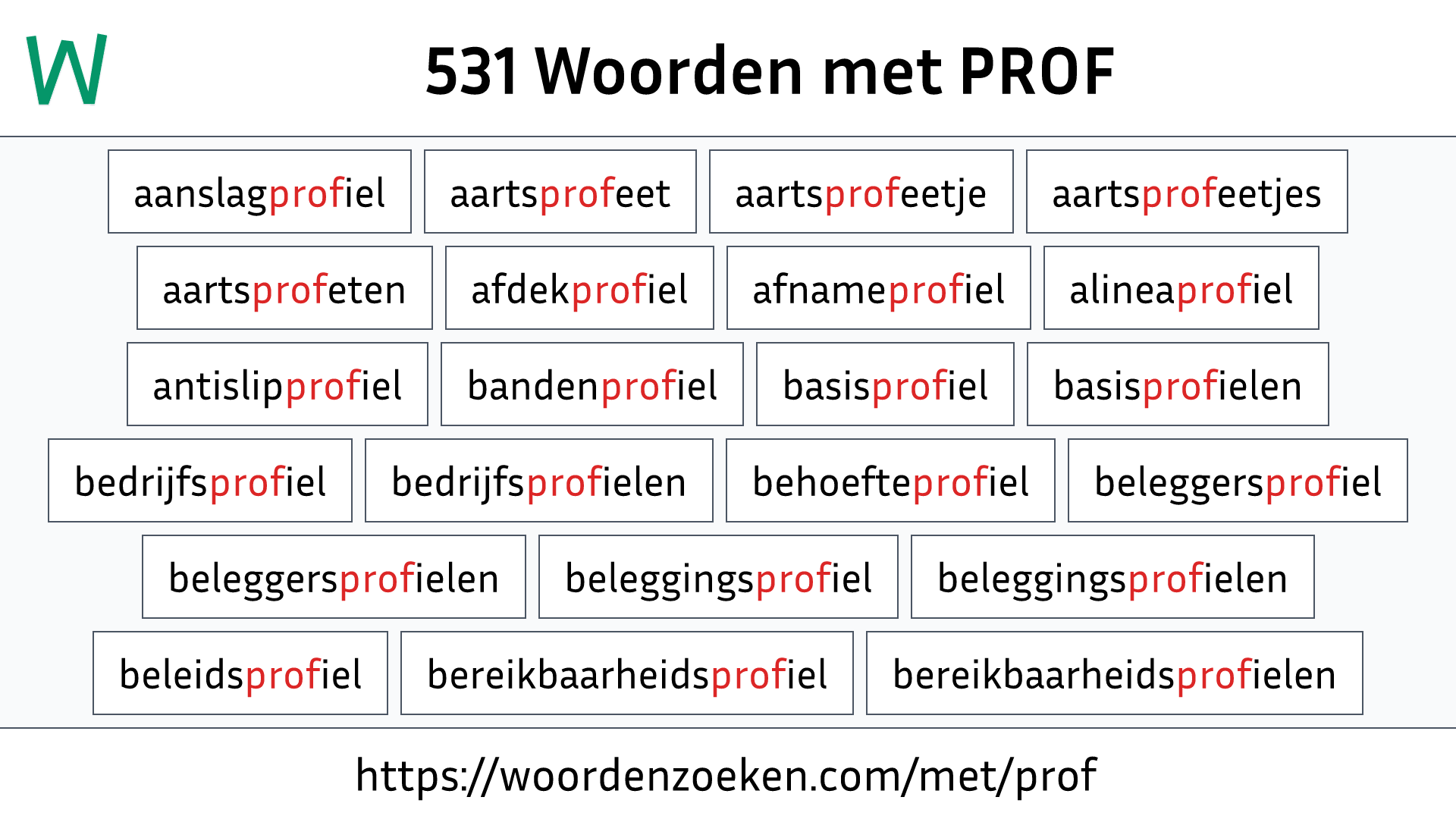 Woorden met PROF