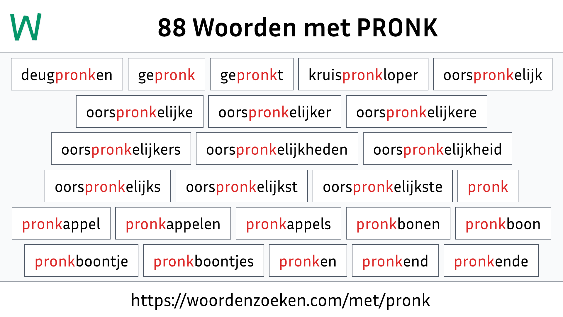 Woorden met PRONK