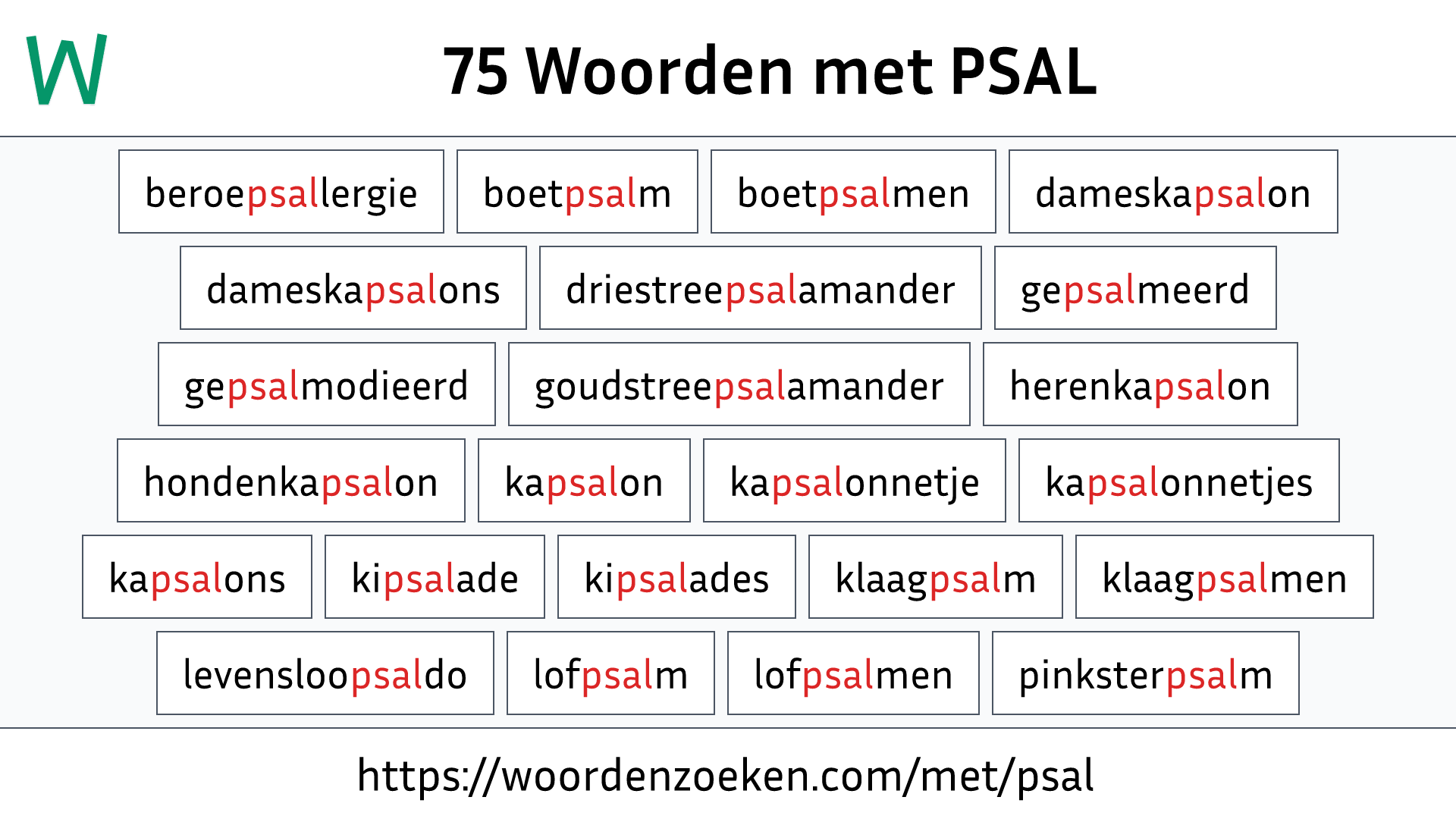 Woorden met PSAL