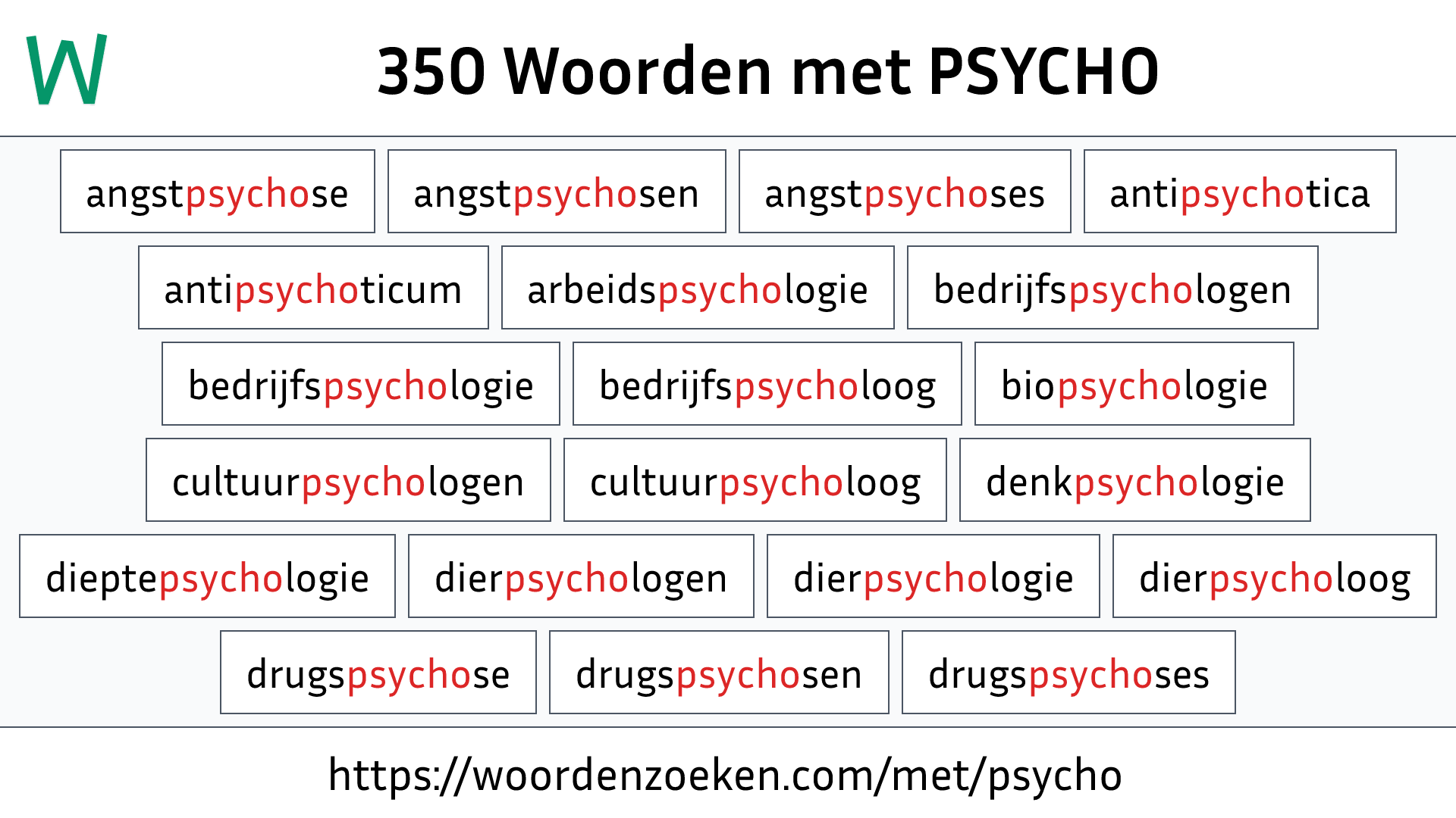 Woorden met PSYCHO