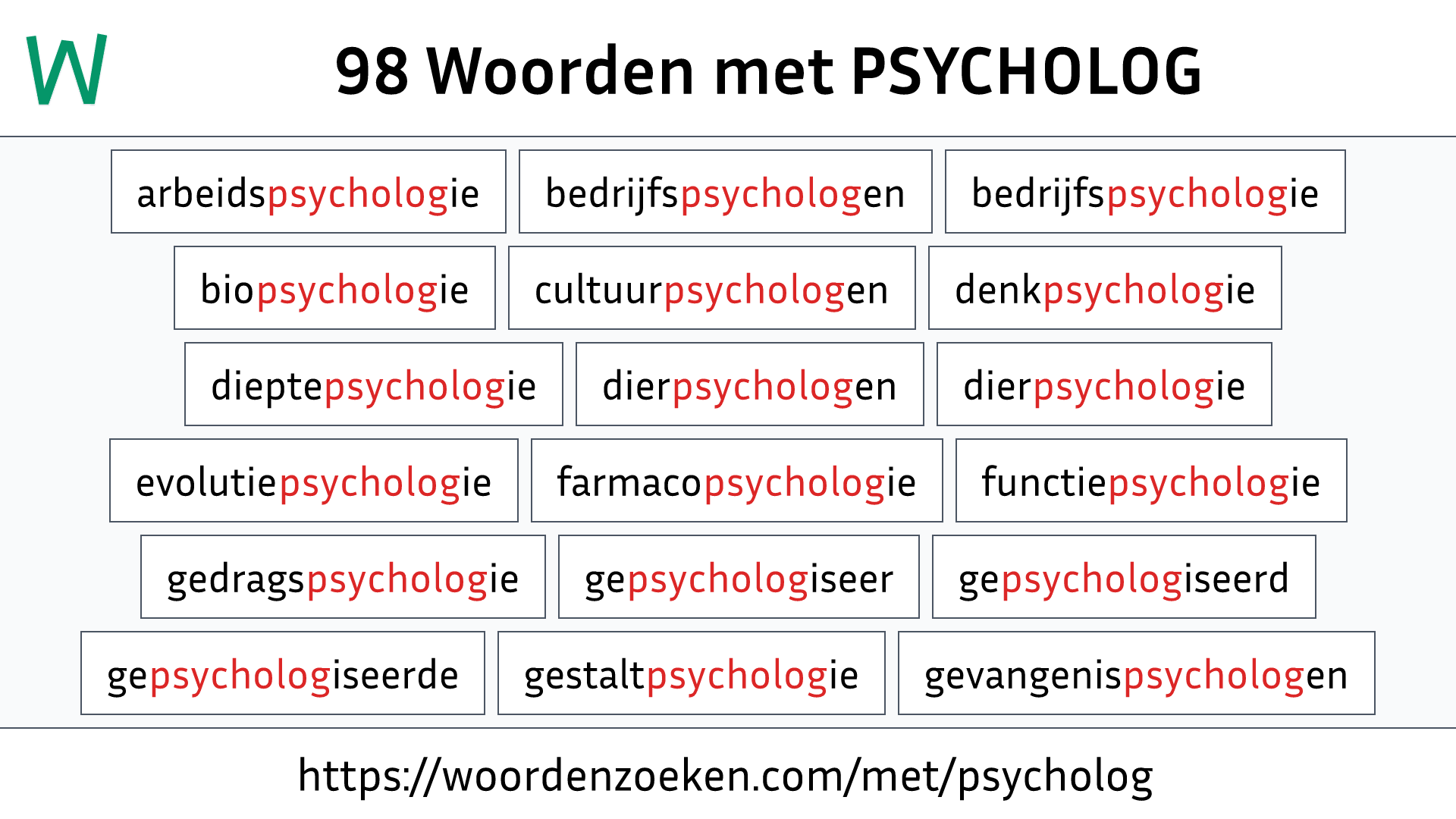 Woorden met PSYCHOLOG