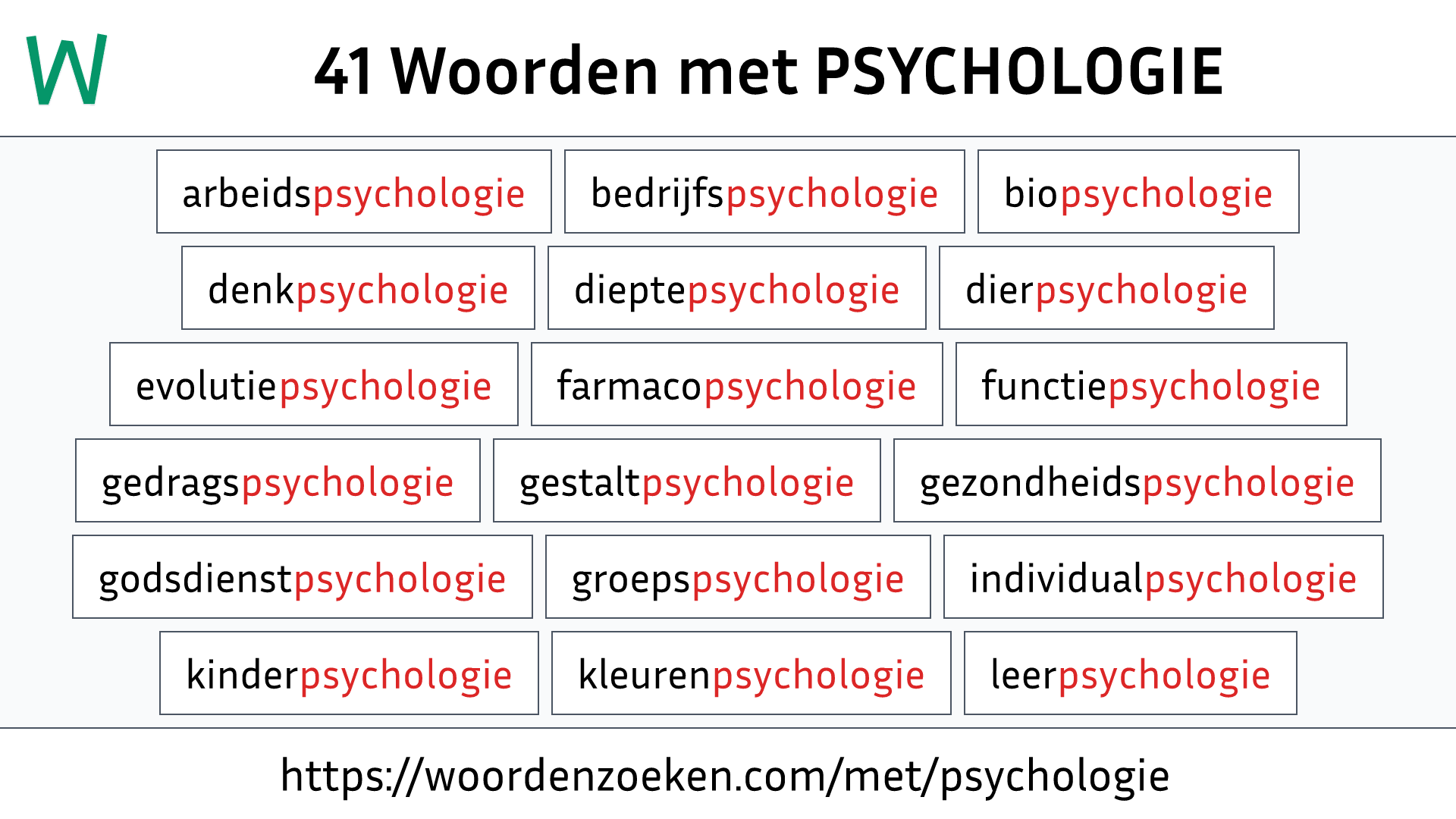 Woorden met PSYCHOLOGIE